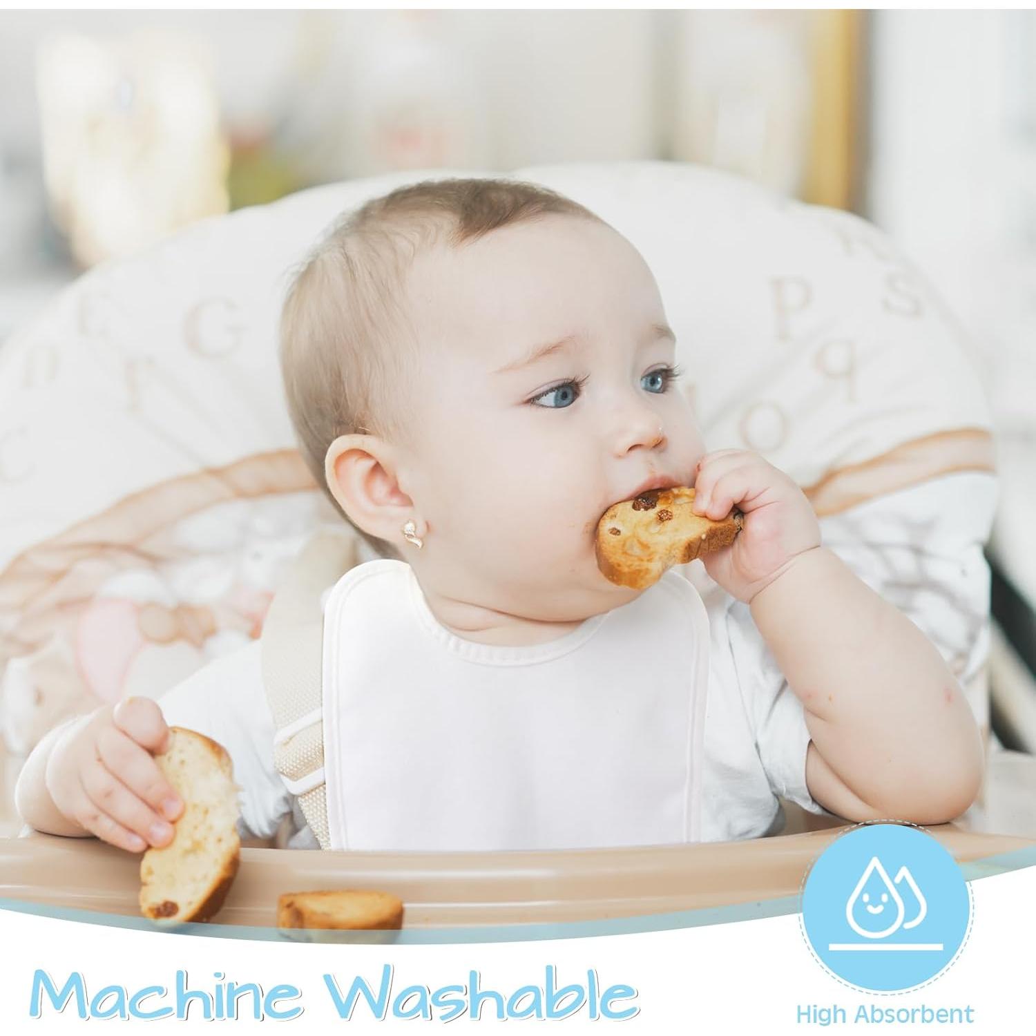 40 Baberos Sólidos Blancos de Algodón Panitay para Bebés