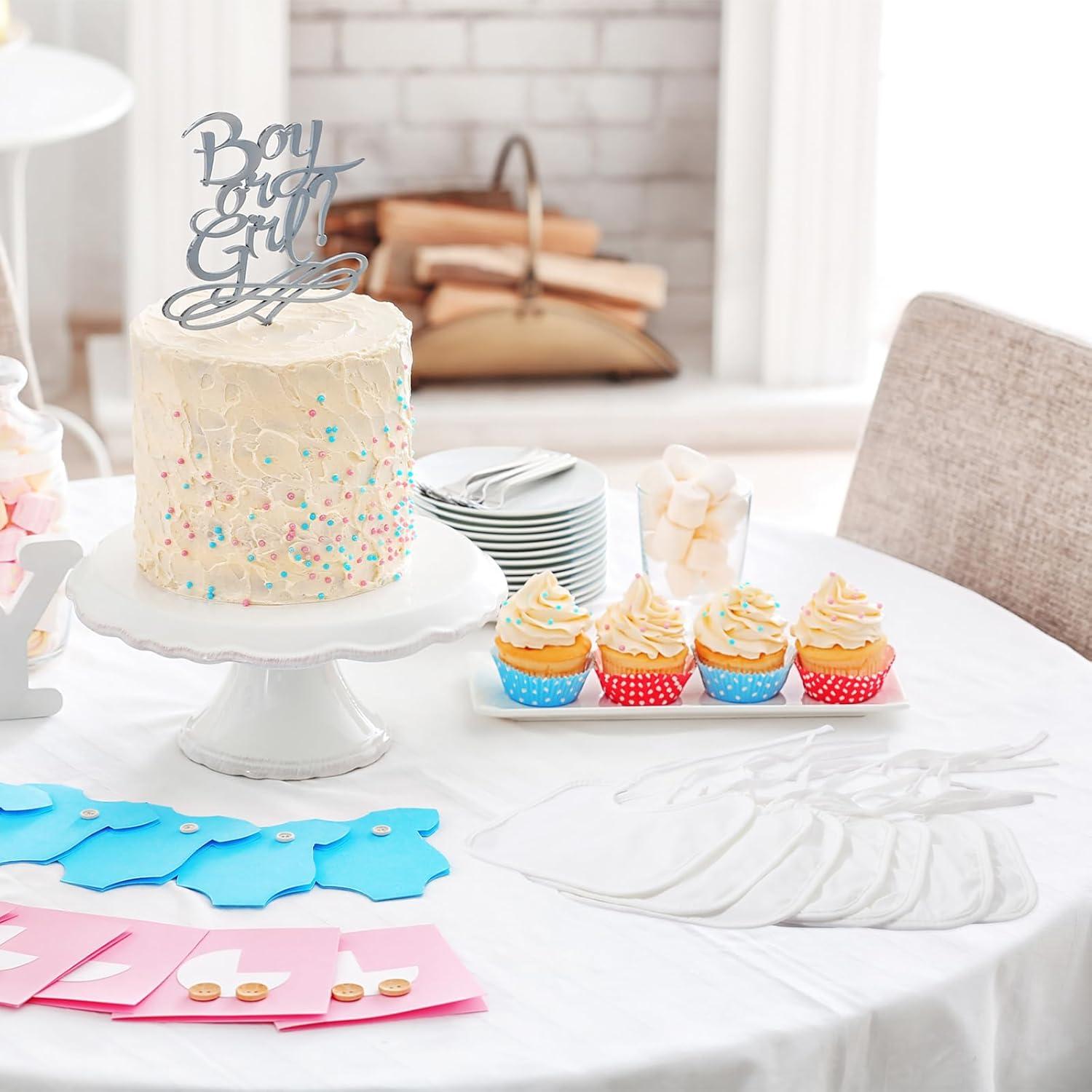 40 Baberos Sólidos Blancos de Algodón Panitay para Bebés