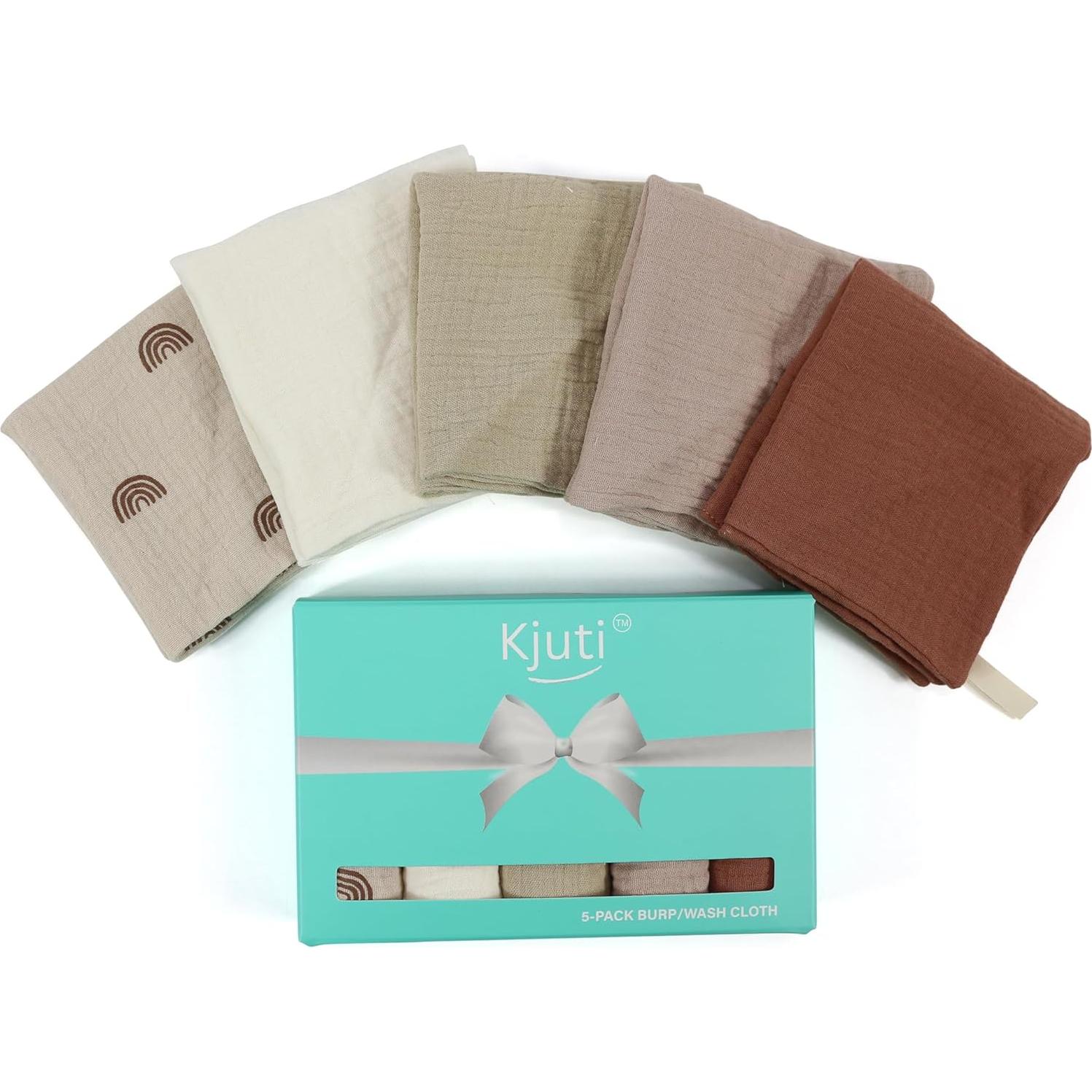 Paños de Eructo Kjuti 100% Algodón Muselina 10x10 cm - 5 Unidades