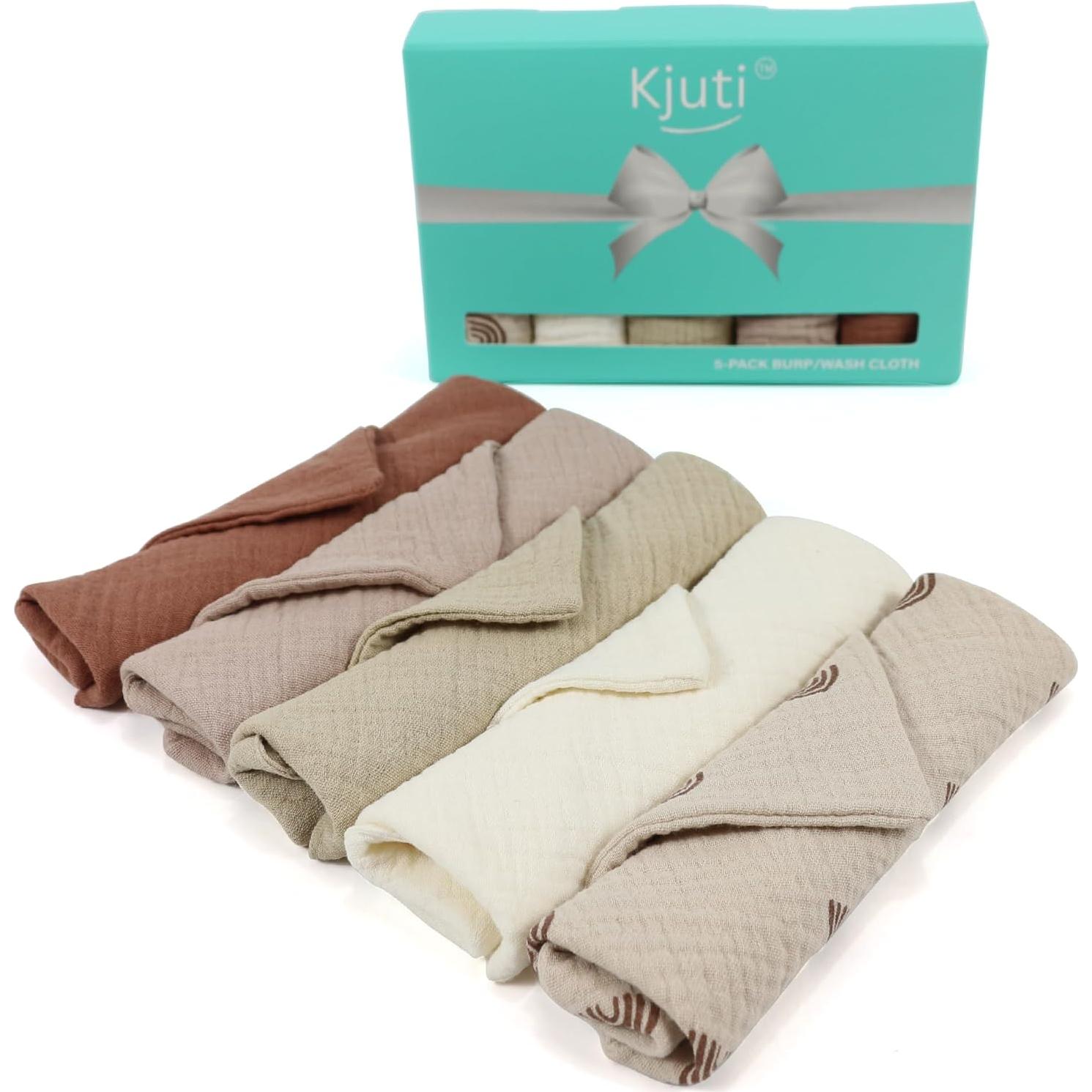 Paños de Eructo Kjuti 100% Algodón Muselina 10x10 cm - 5 Unidades