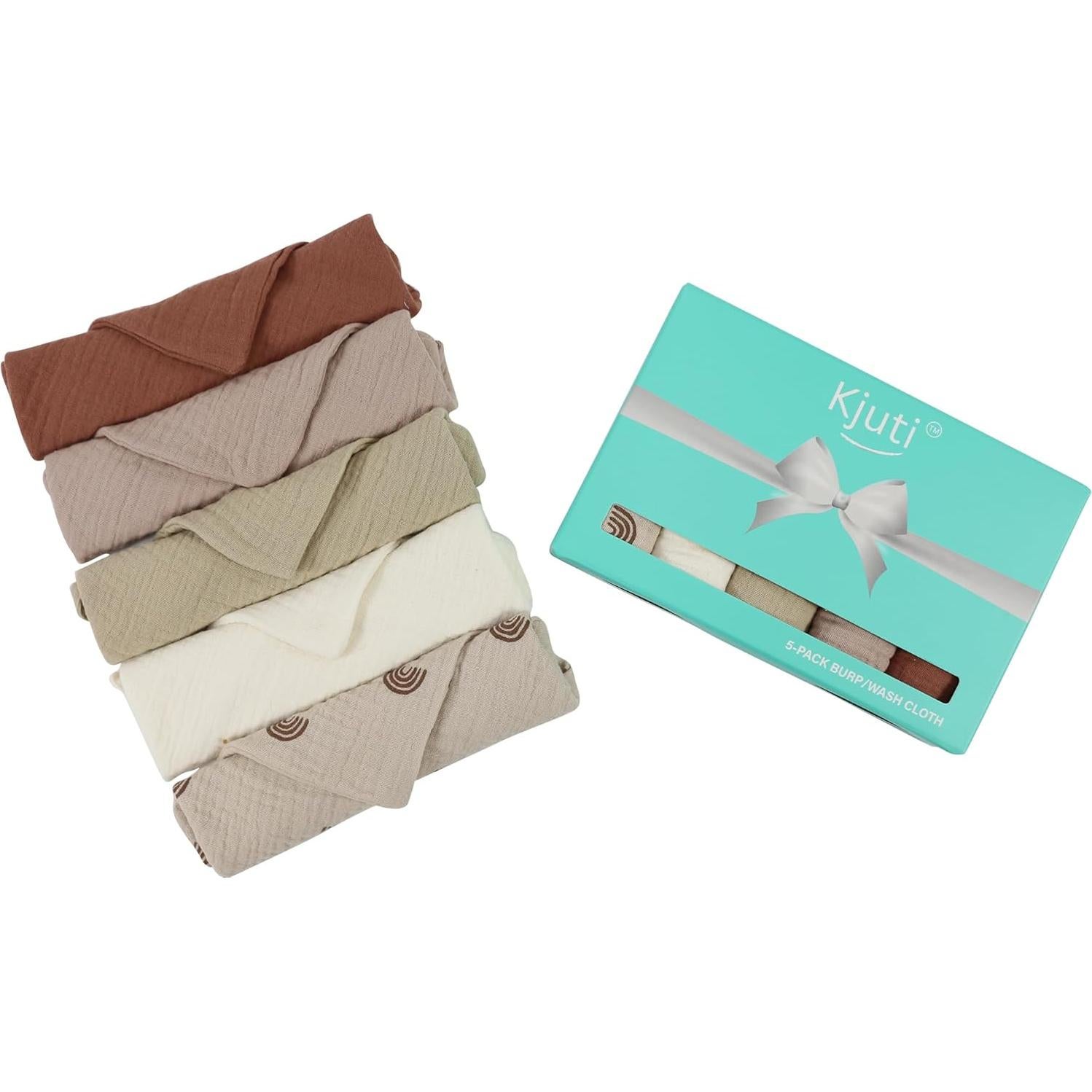 Paños de Eructo Kjuti 100% Algodón Muselina 10x10 cm - 5 Unidades