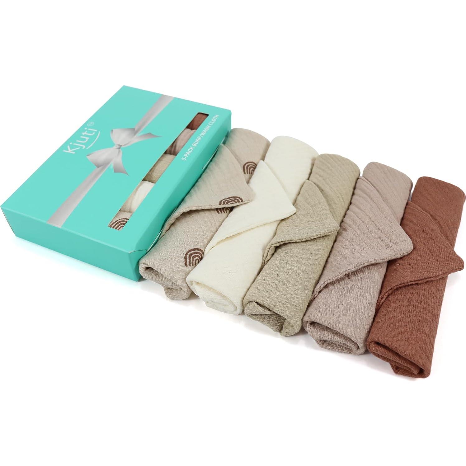 Paños de Eructo Kjuti 100% Algodón Muselina 10x10 cm - 5 Unidades