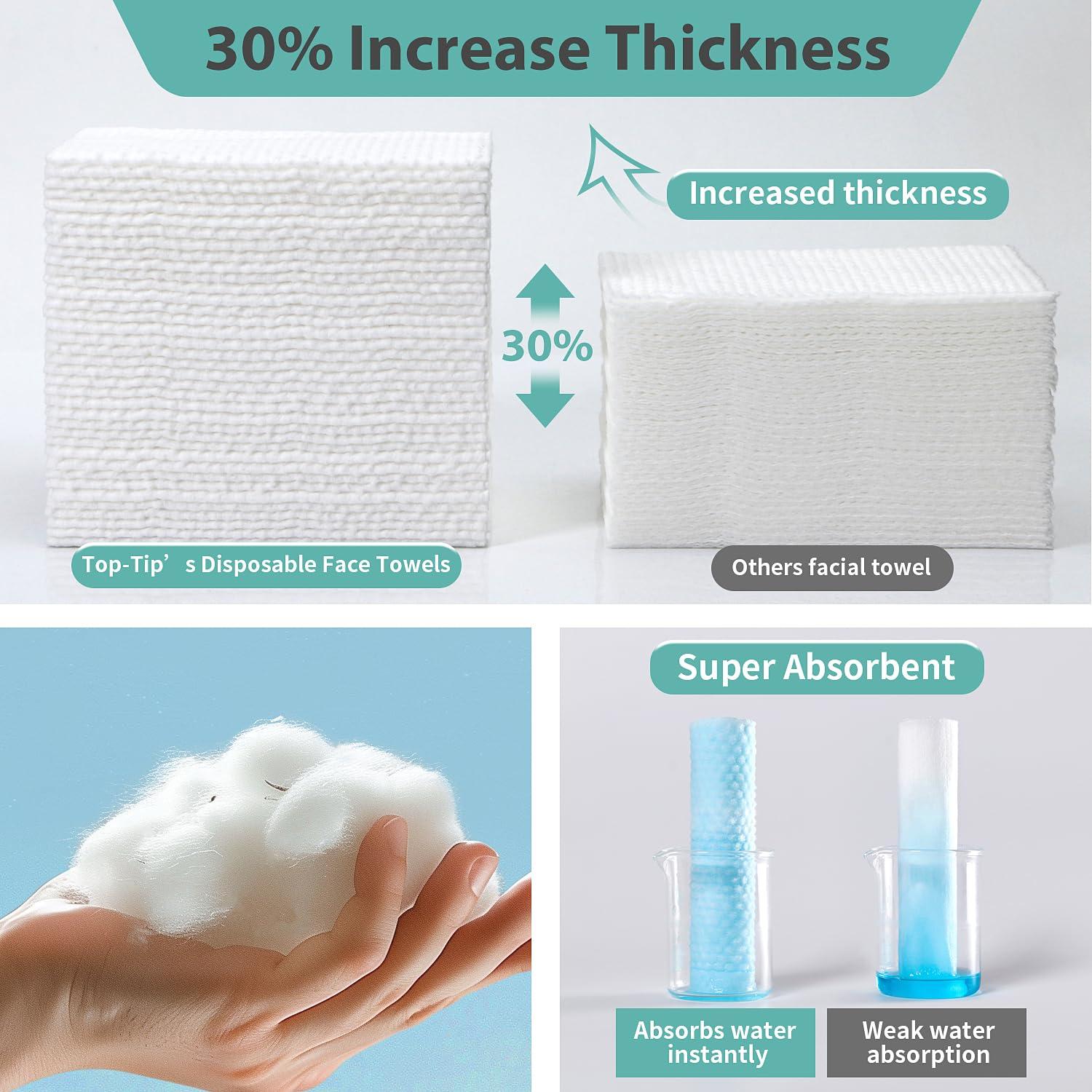 Toallas Faciales Desechables 100% Algodón TOP-TIP'S - Suaves y Gruesas