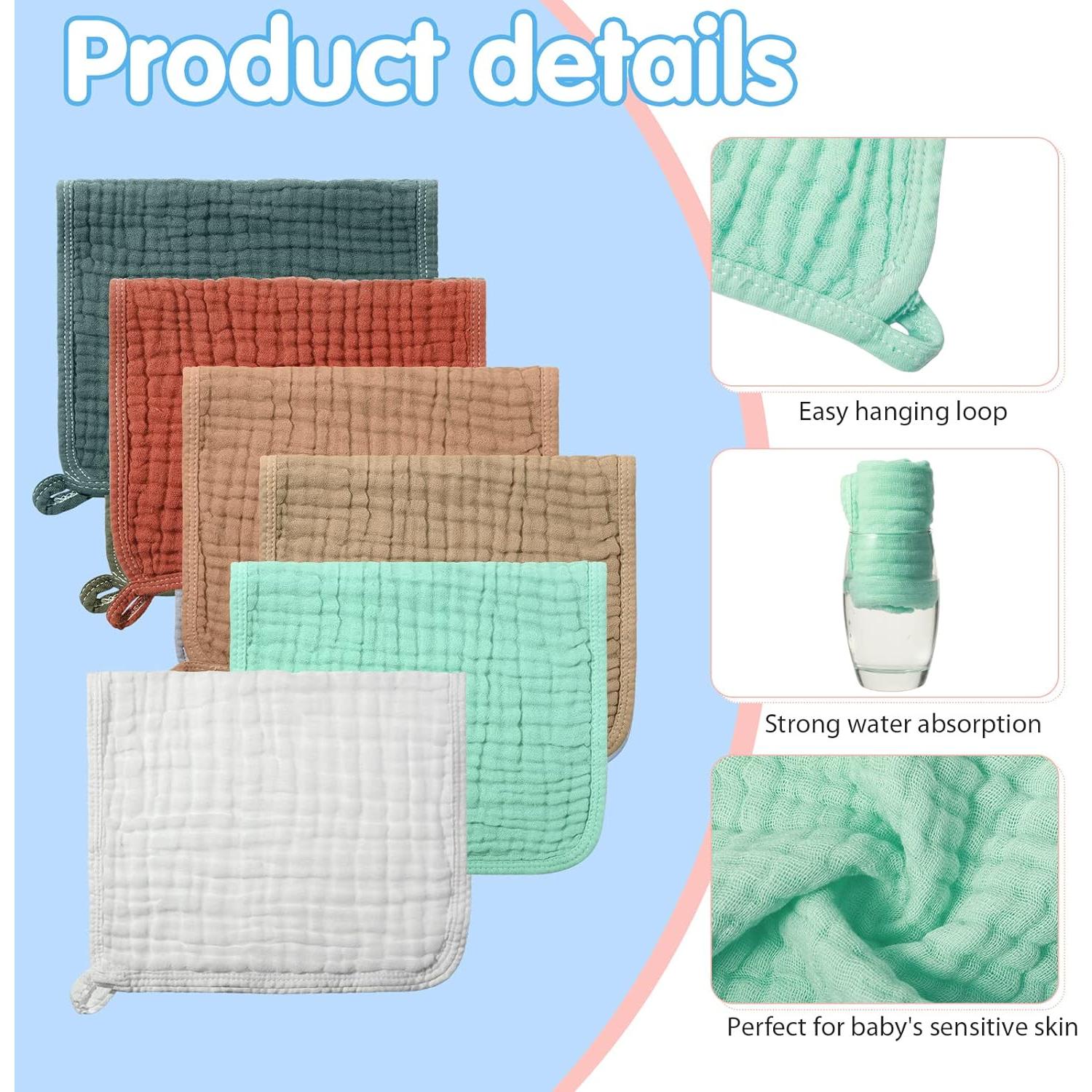 Paños de Muselina Hicarer 6 Piezas 50.8x25.4 cm Absorbentes
