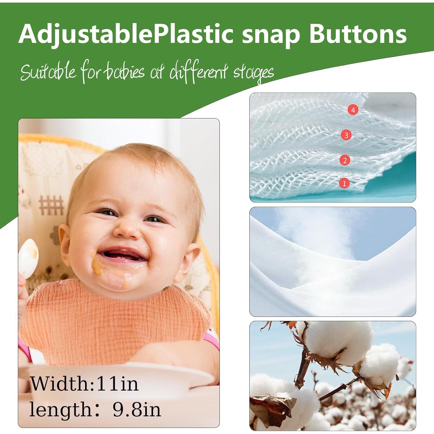 Baberos de Muselina EllieHouse 100% Algodón Paquete de 8