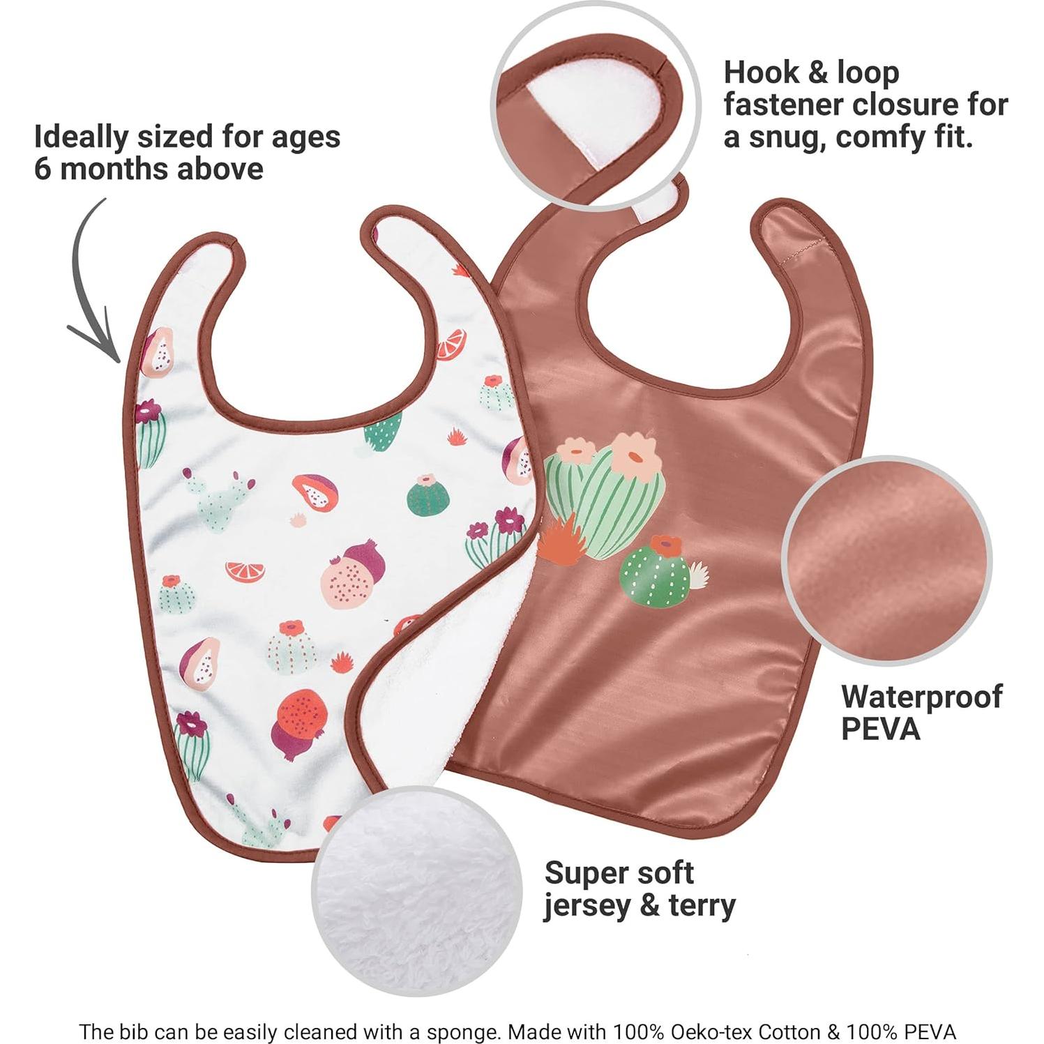 Set de 2 Baberos BabyToLove Jardín de Cactus Impermeables