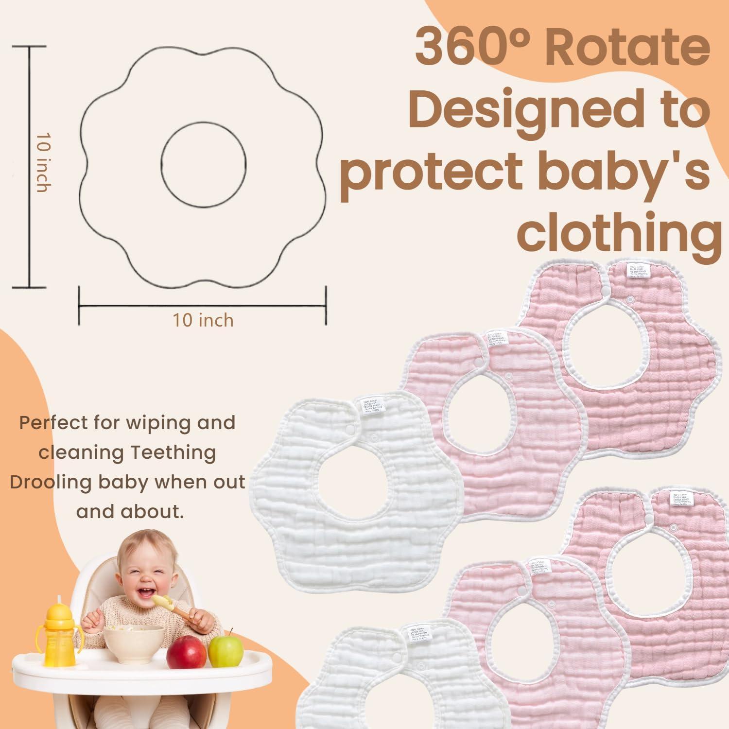 Baberos de Muselina MUKIN para Bebés - Paquete de 6 Ajustables