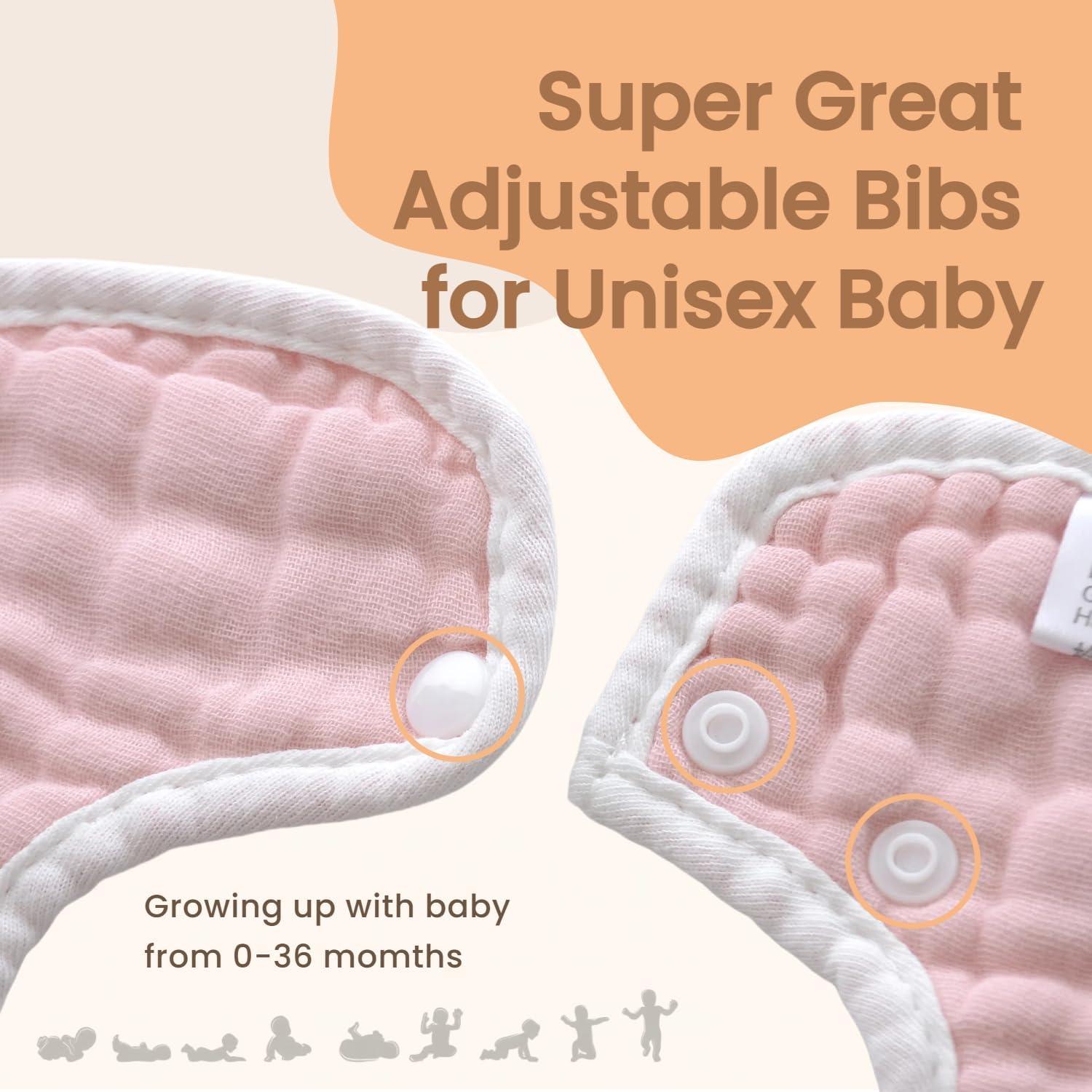 Baberos de Muselina MUKIN para Bebés - Paquete de 6 Ajustables