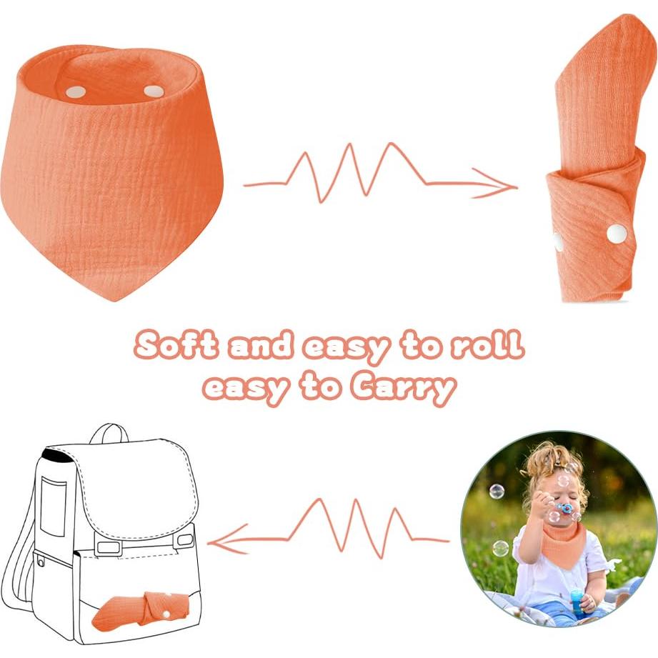 Baberos de Muselina Aolso 10PCS Algodón Suave Ajustables