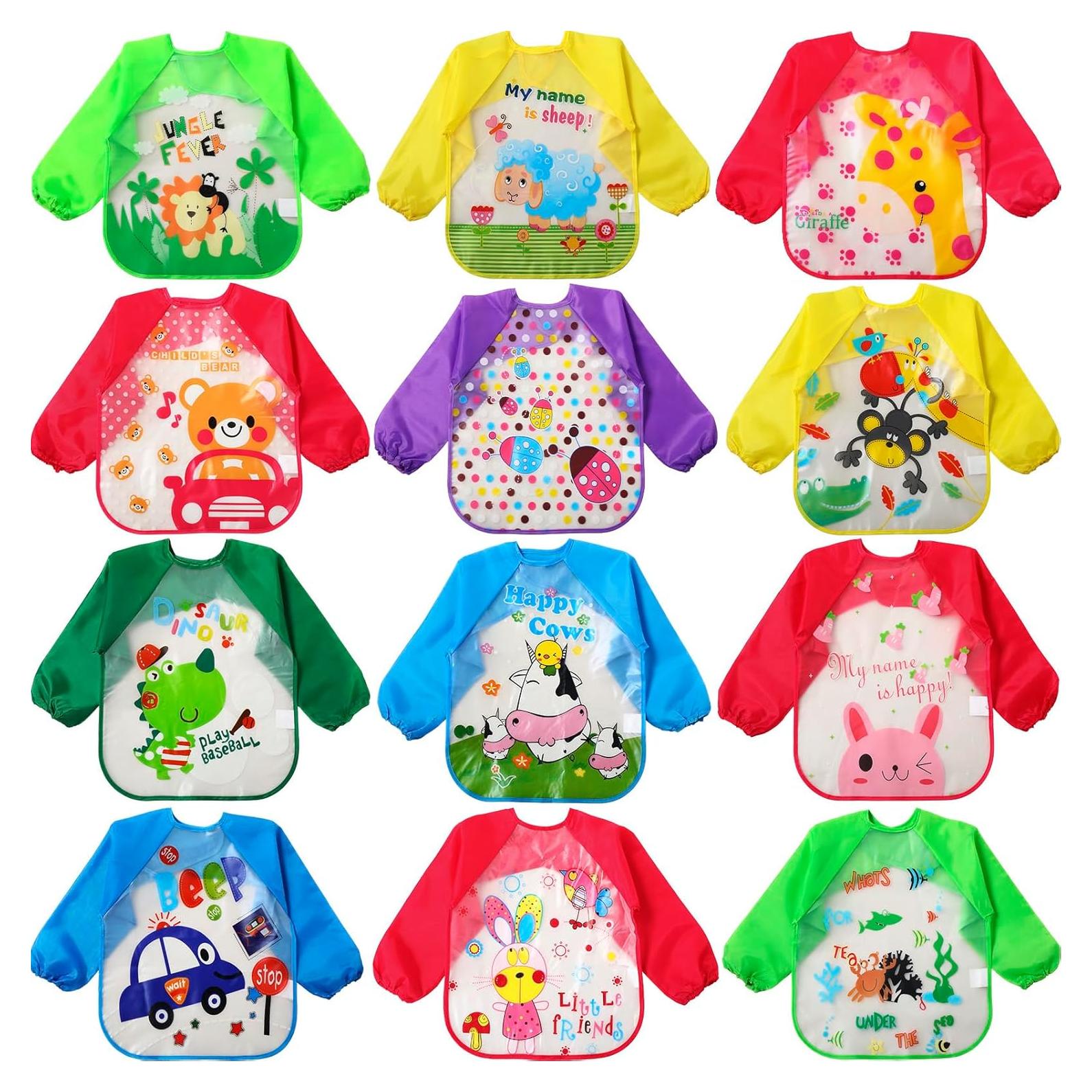 Delantal Impermeable para Niños JaGely - 12 Piezas con Manga Larga