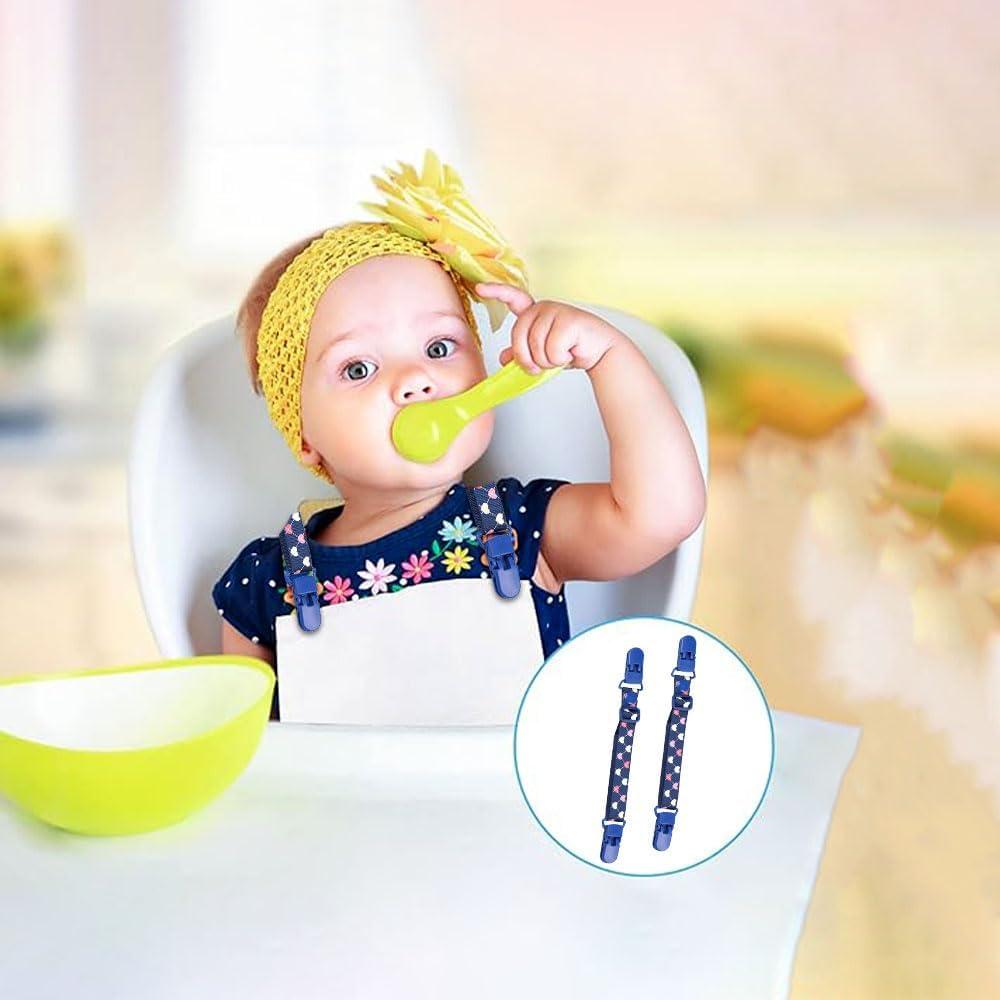 Clip Sostenedor de Babero Ajustable Booge - 2 Pcs Azul Profundo