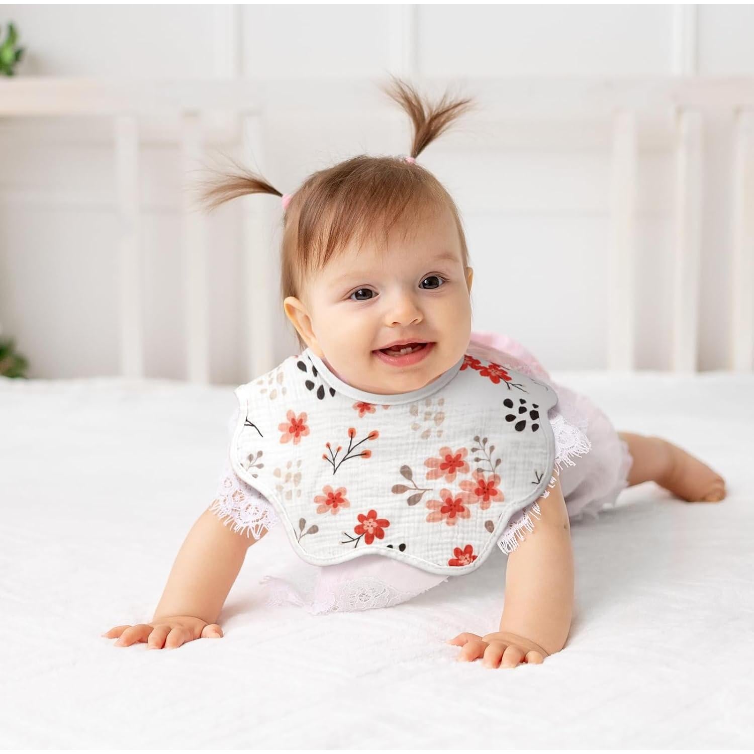 Paquete de 6 Baberos de Muselina 100% Algodón Ajustables