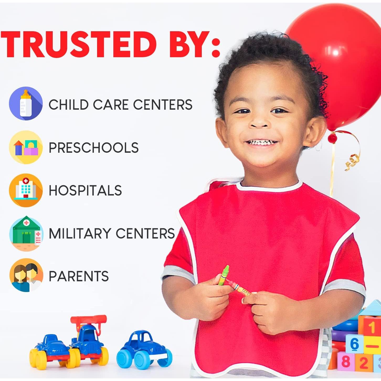 Baberos Impermeables Toppy Toddler - 4 Unidades Rojo