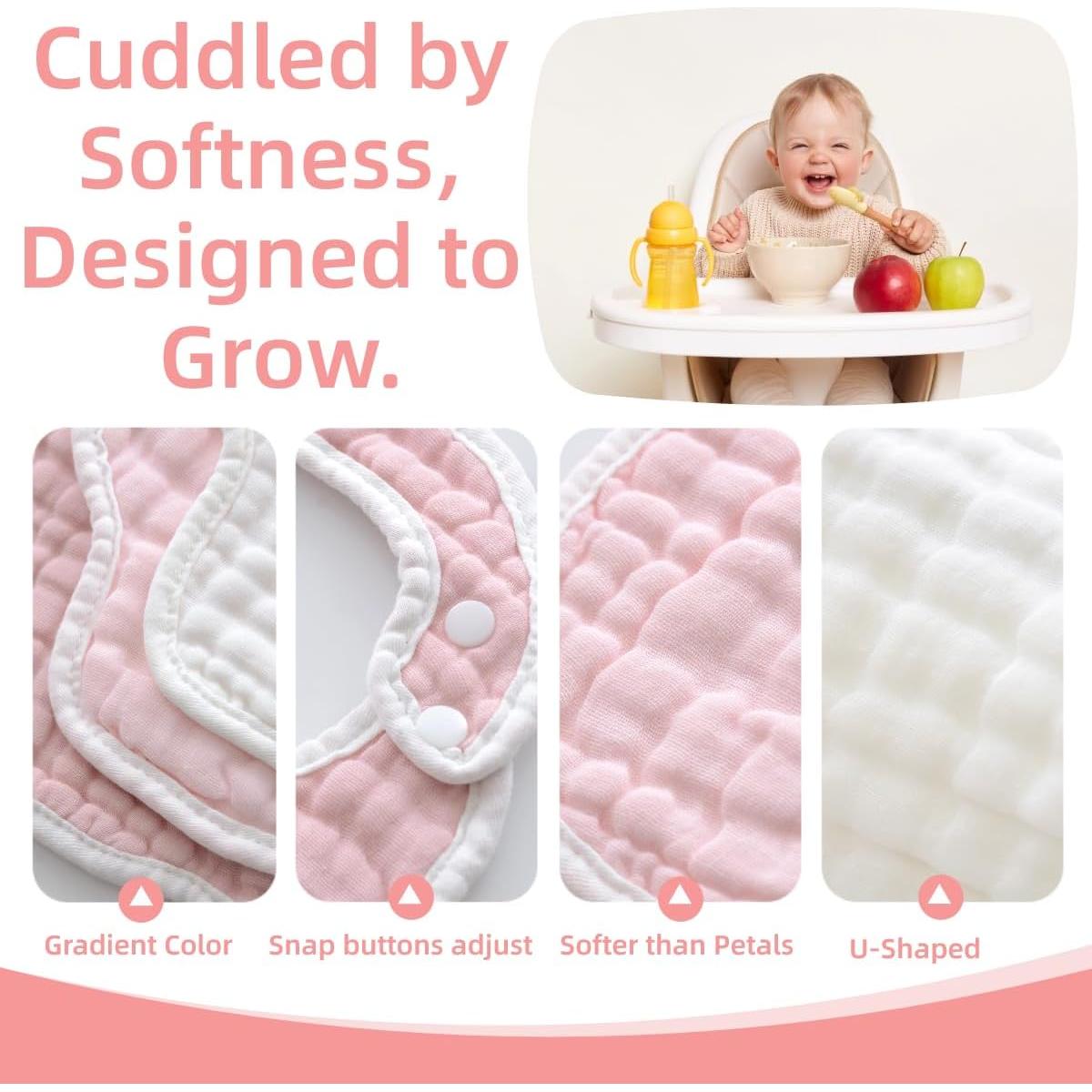 Baberos y Paños de Eructo MUKIN de Muselina - 6 Piezas Algodón