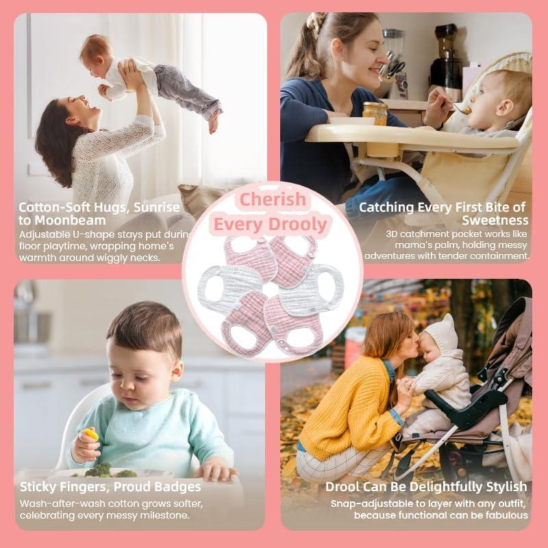 Baberos y Paños de Eructo MUKIN de Muselina - 6 Piezas Algodón