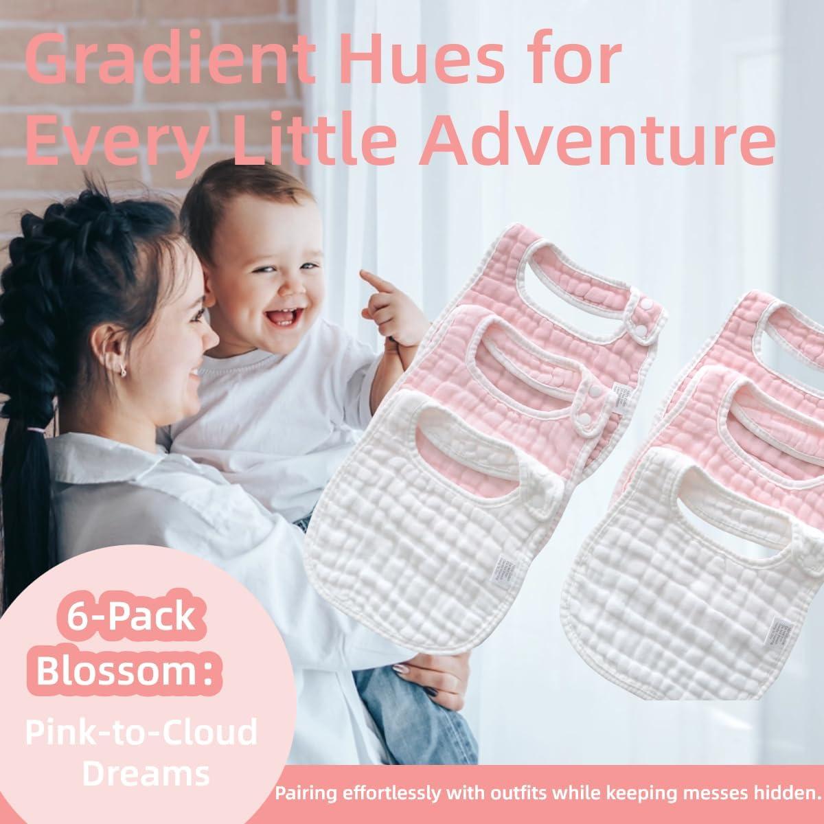 Baberos y Paños de Eructo MUKIN de Muselina - 6 Piezas Algodón