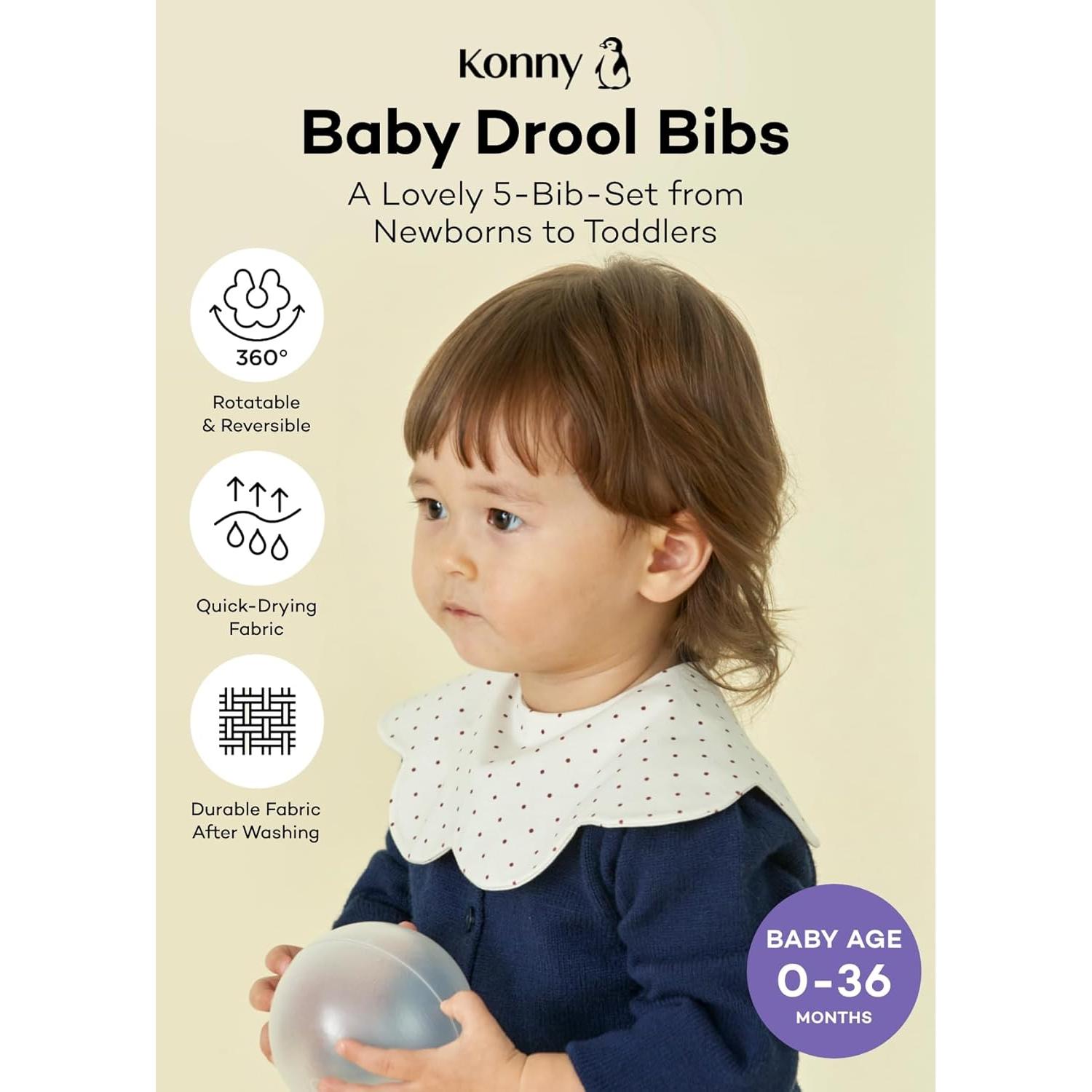 Conjunto de Baberos Konny Baby 360° Suaves y Absorbentes