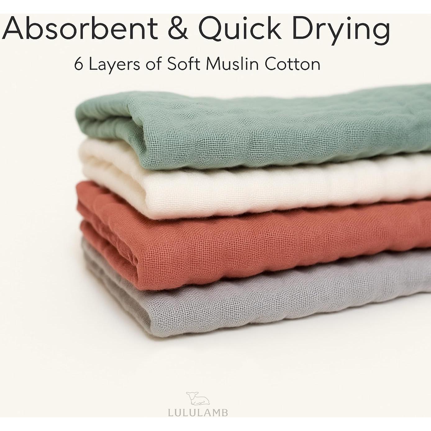 Paños de Eructo Lululamb 100% Algodón Muselina 6 Piezas