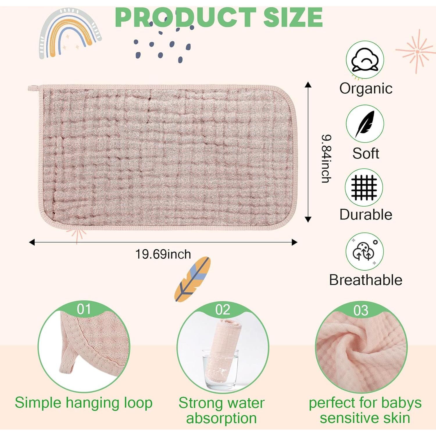 Tallew 8 Baberos y Paños Muselina Algodón Bebé 50x25cm