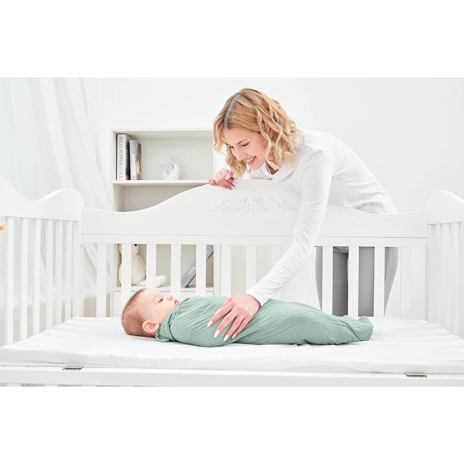 Mantas de Muselina CottCare 100% Algodón Verde 100x100 cm