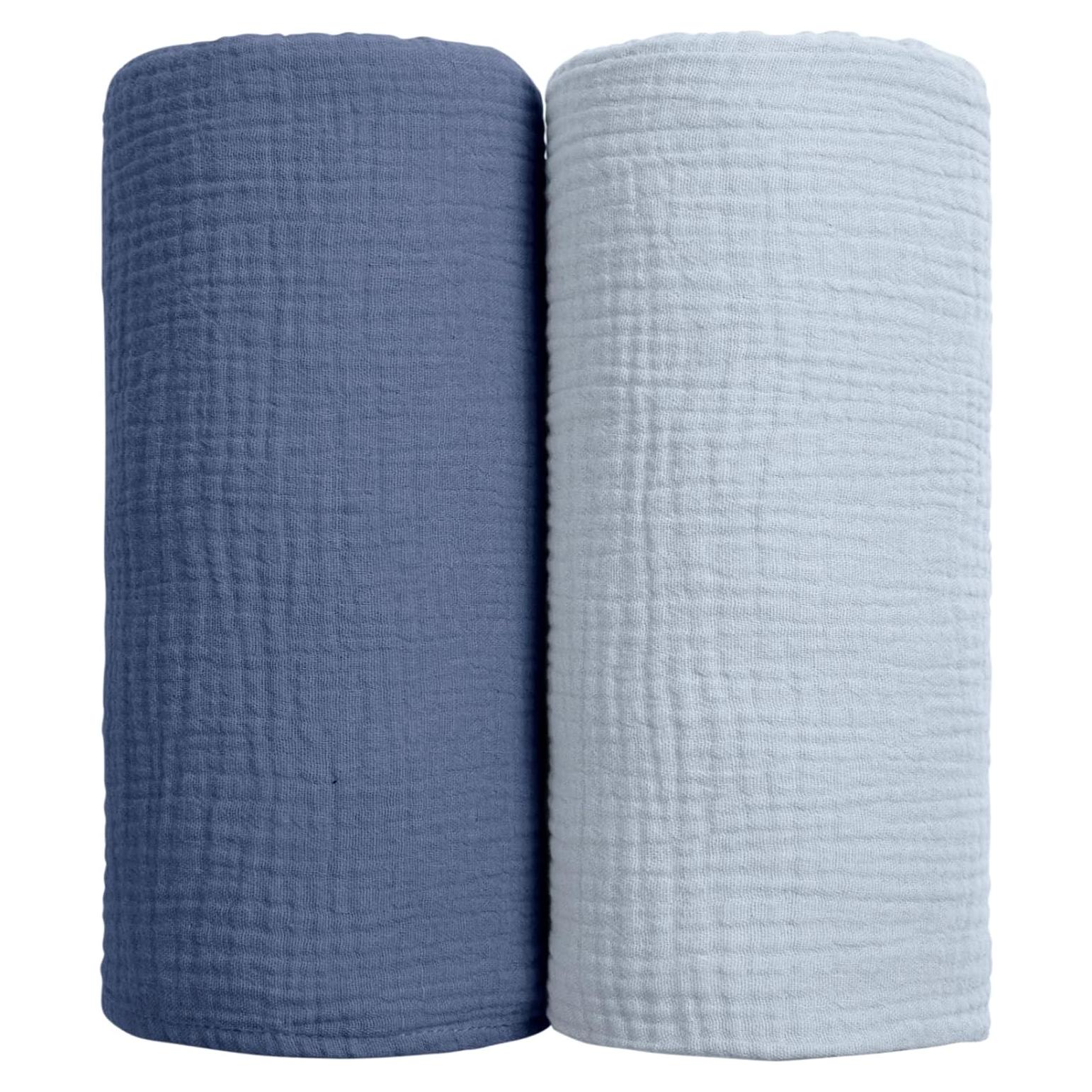 Manta de Muselina Lulumoon 2 Pack Algodón Suave 101.6cm Navy