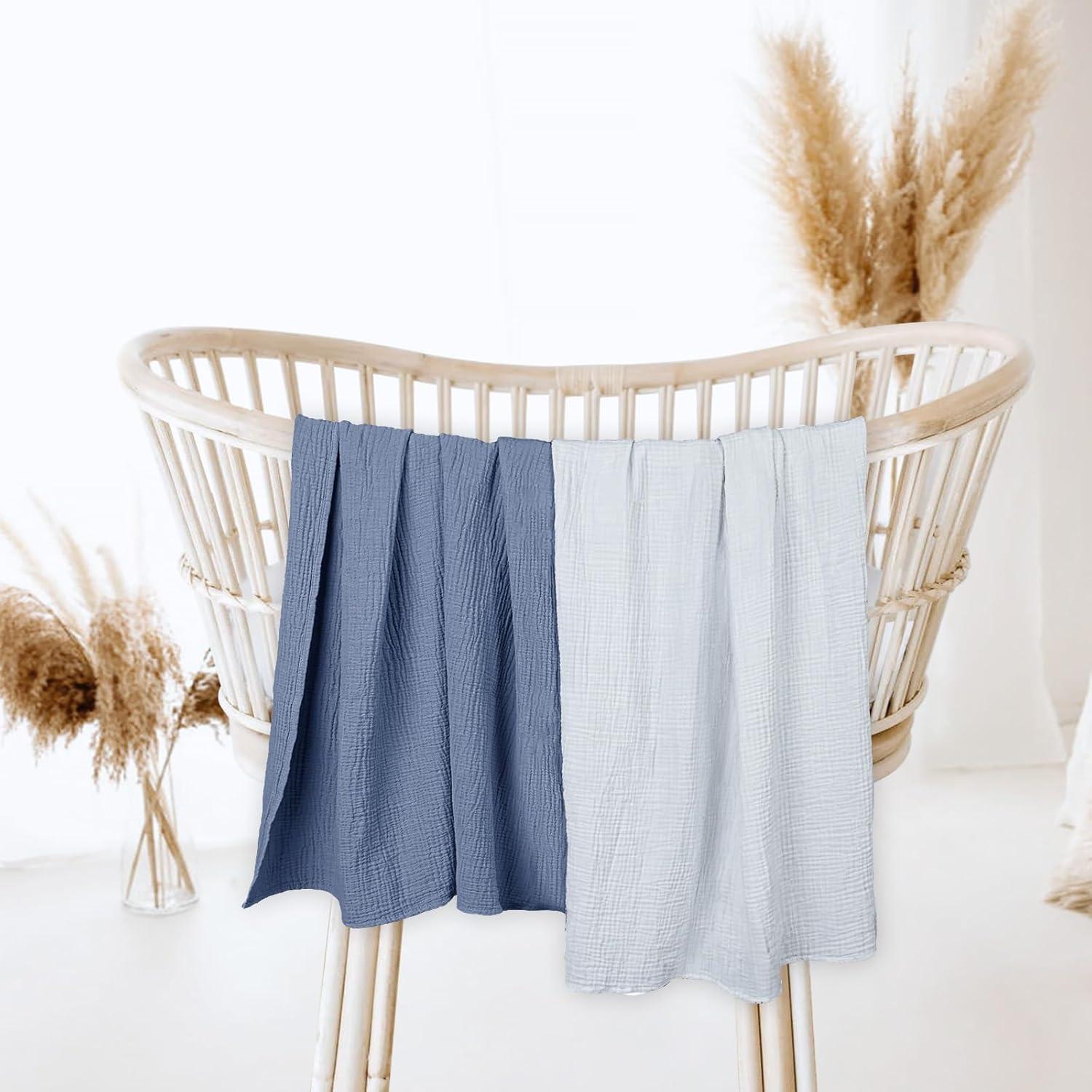 Manta de Muselina Lulumoon 2 Pack Algodón Suave 101.6cm Navy