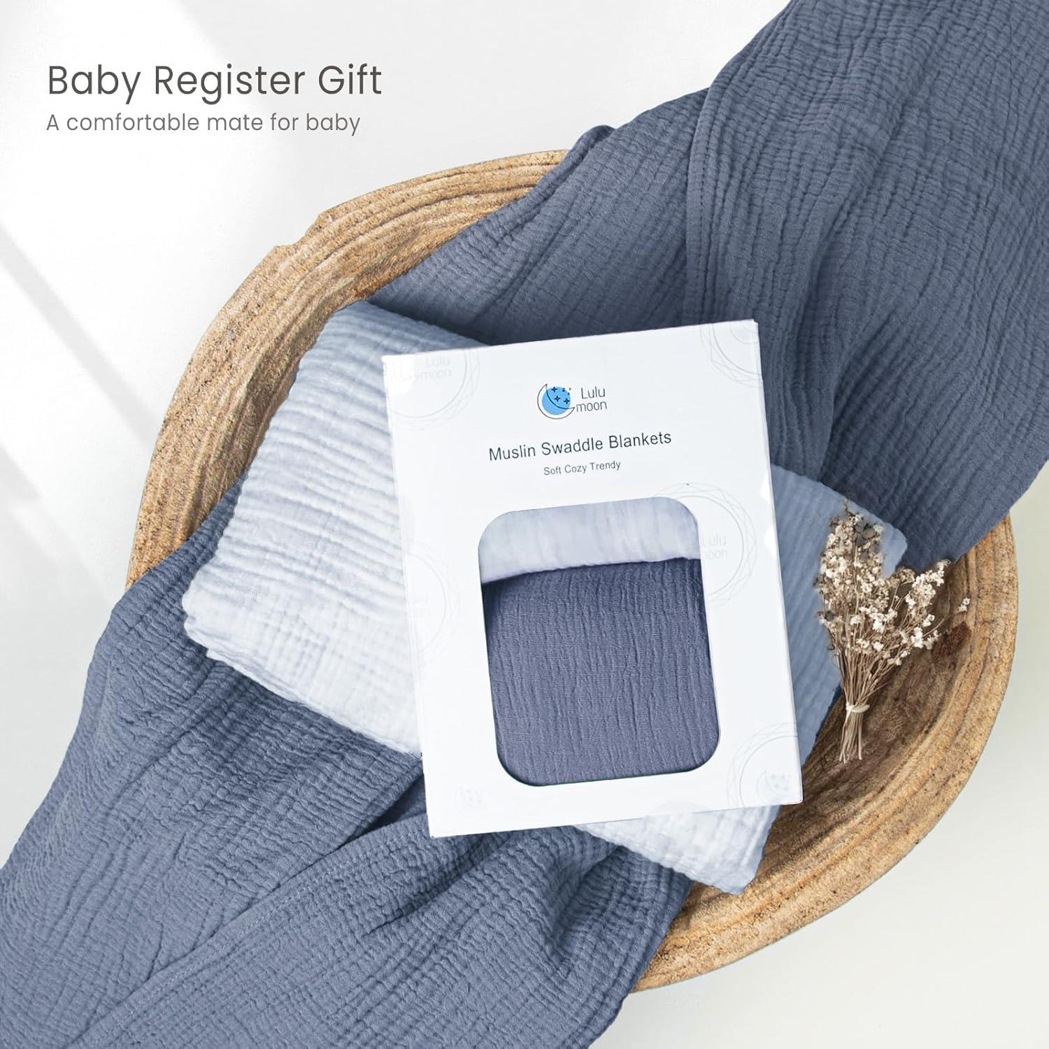 Manta de Muselina Lulumoon 2 Pack Algodón Suave 101.6cm Navy