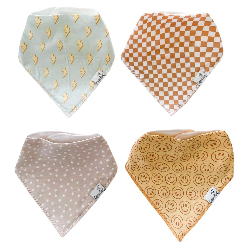 Copper Pearl Paquete de 4 Baberos de Algodón Ajustables Vance