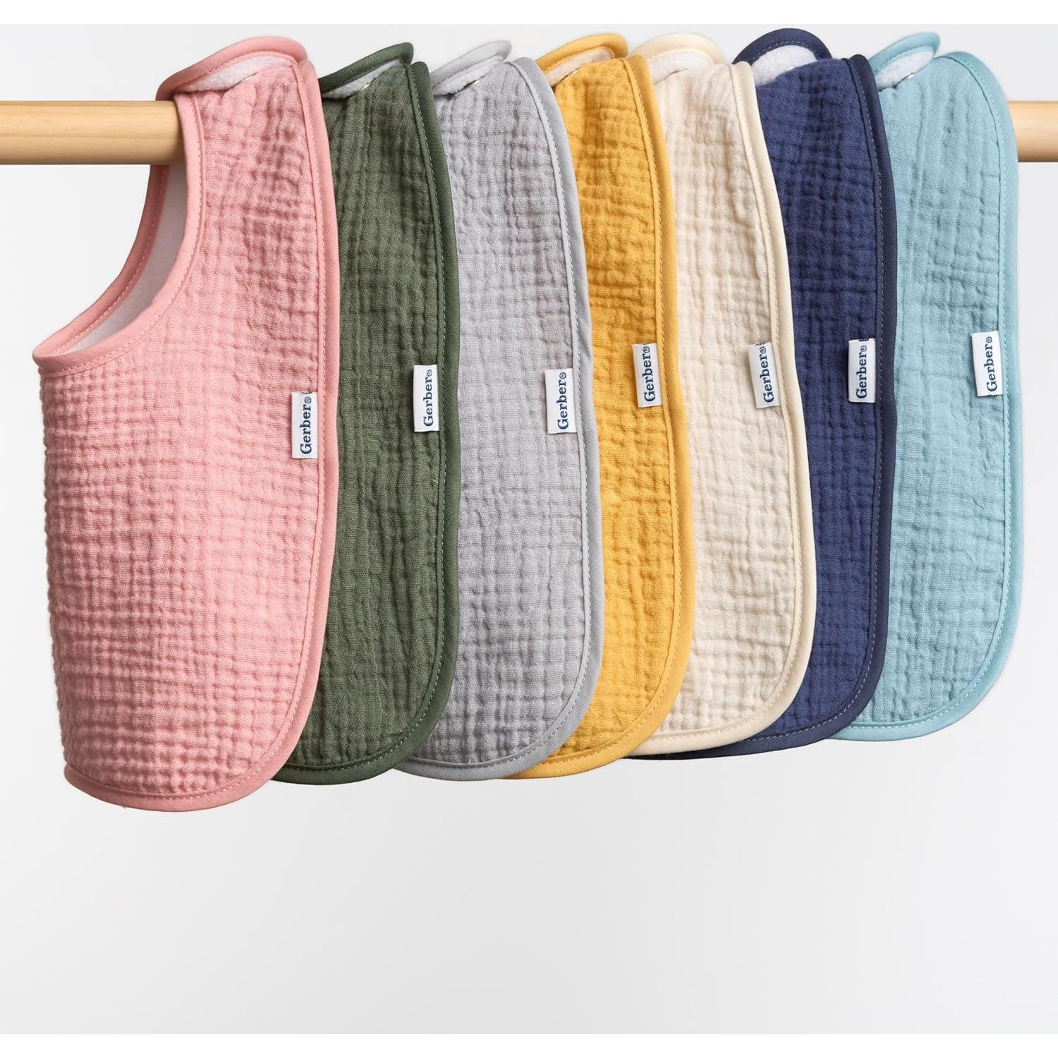 Baberos de Muselina Gerber Pack de 8 para Bebé Unisex