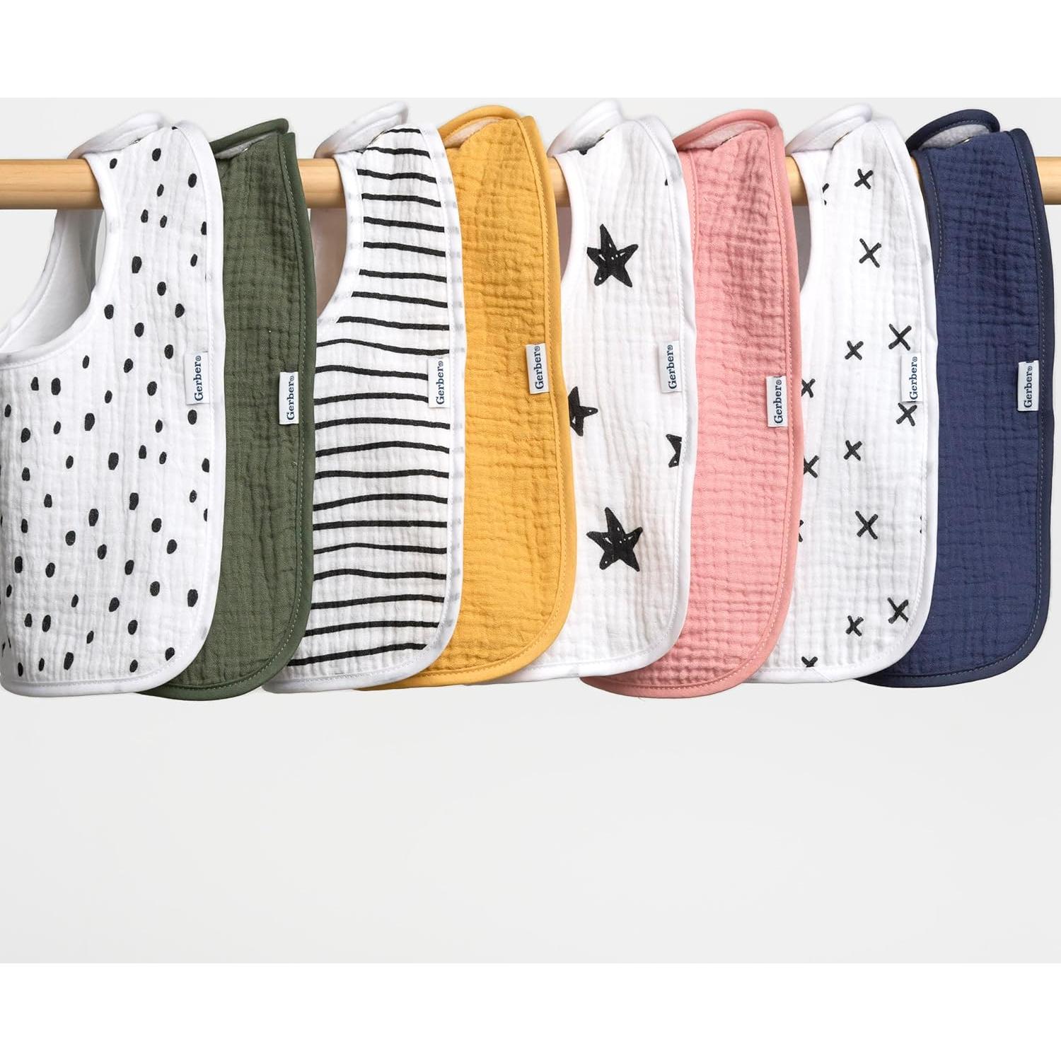 Baberos de Muselina Gerber Pack de 8 para Bebé Unisex