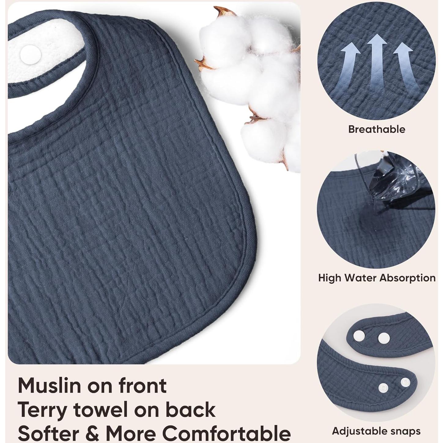 Baberos de Muselina Bearmoss 100% Algodón Paquete 10 Unisex