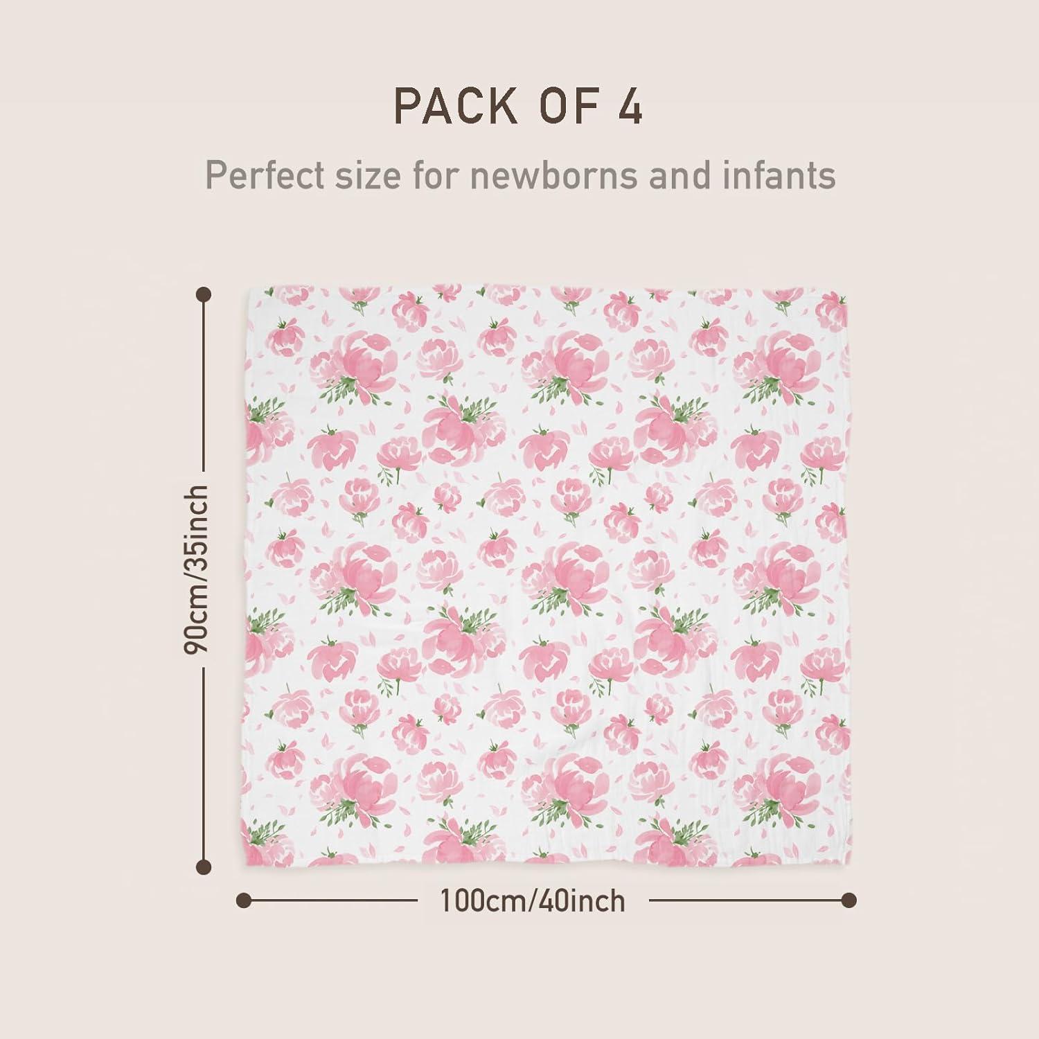 Mantas de Muselina GLLQUEN BABY 4-Pack 101.6x88.9cm Floral