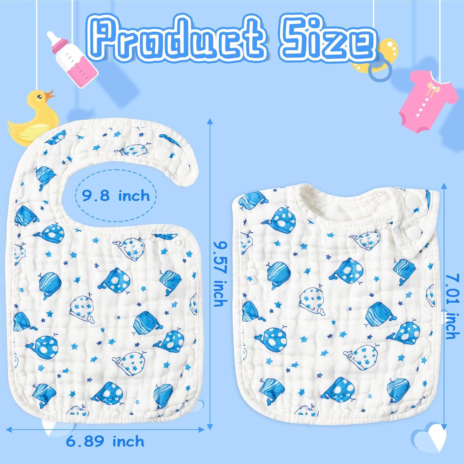 Juego de 10 Baberos de Muselina Algodón BUoonyer Ajustables