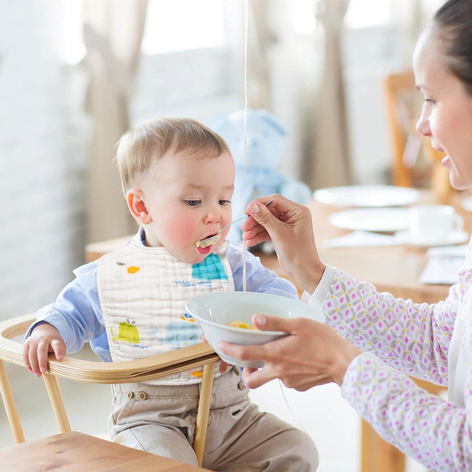 Juego de 10 Baberos de Muselina Algodón BUoonyer Ajustables