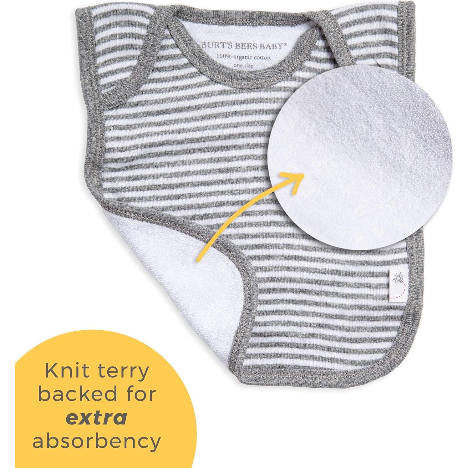 Baberos Infantiles Burt's Bees Baby, 100% Algodón Orgánico, Paquete de 5