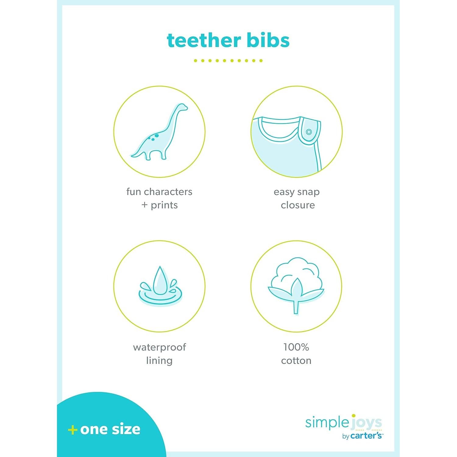 Baberos de Dentición Unisex Simple Joys de Carter's - 7 Paquetes