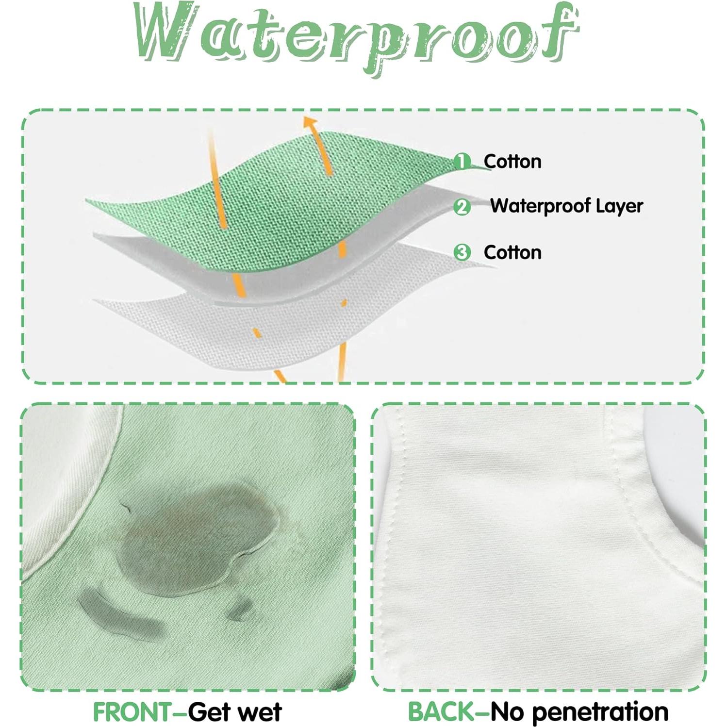 Baberos Impermeables Zainpe 6 Pcs Algodón para Bebés 0-12 Meses