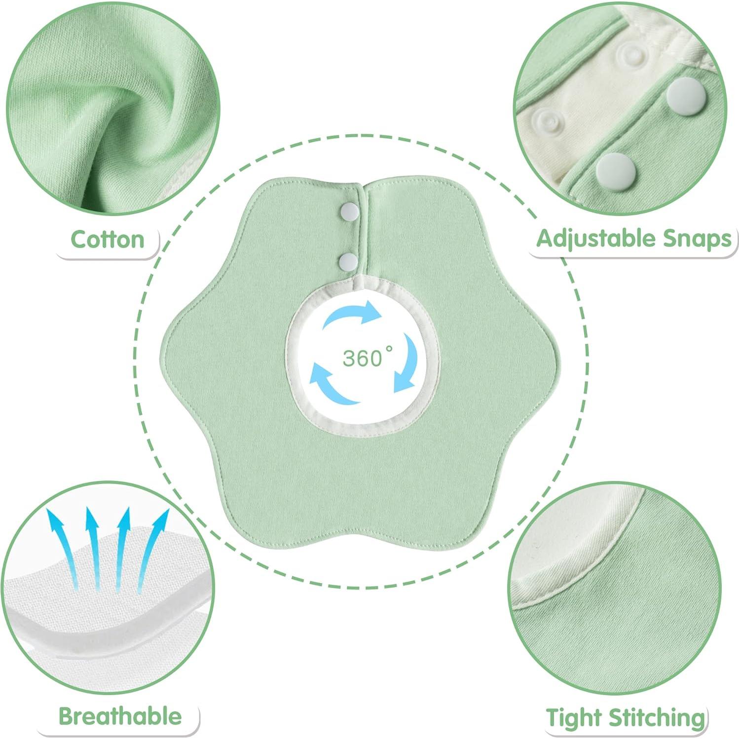 Baberos Impermeables Zainpe 6 Pcs Algodón para Bebés 0-12 Meses