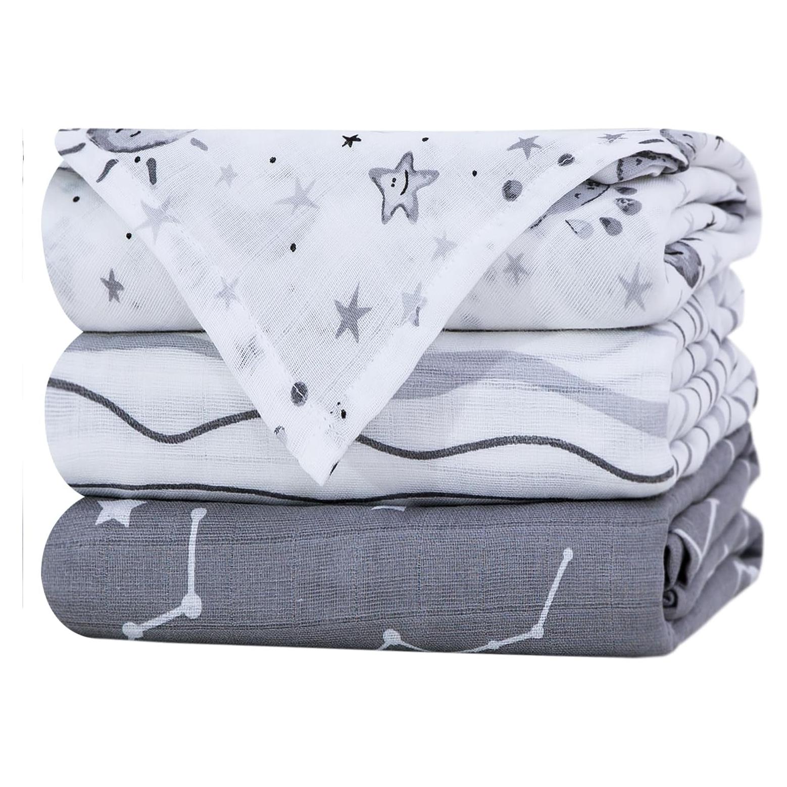 Mantas de Muselina Little Grape Land 120x120cm 3 Paquete Algodón