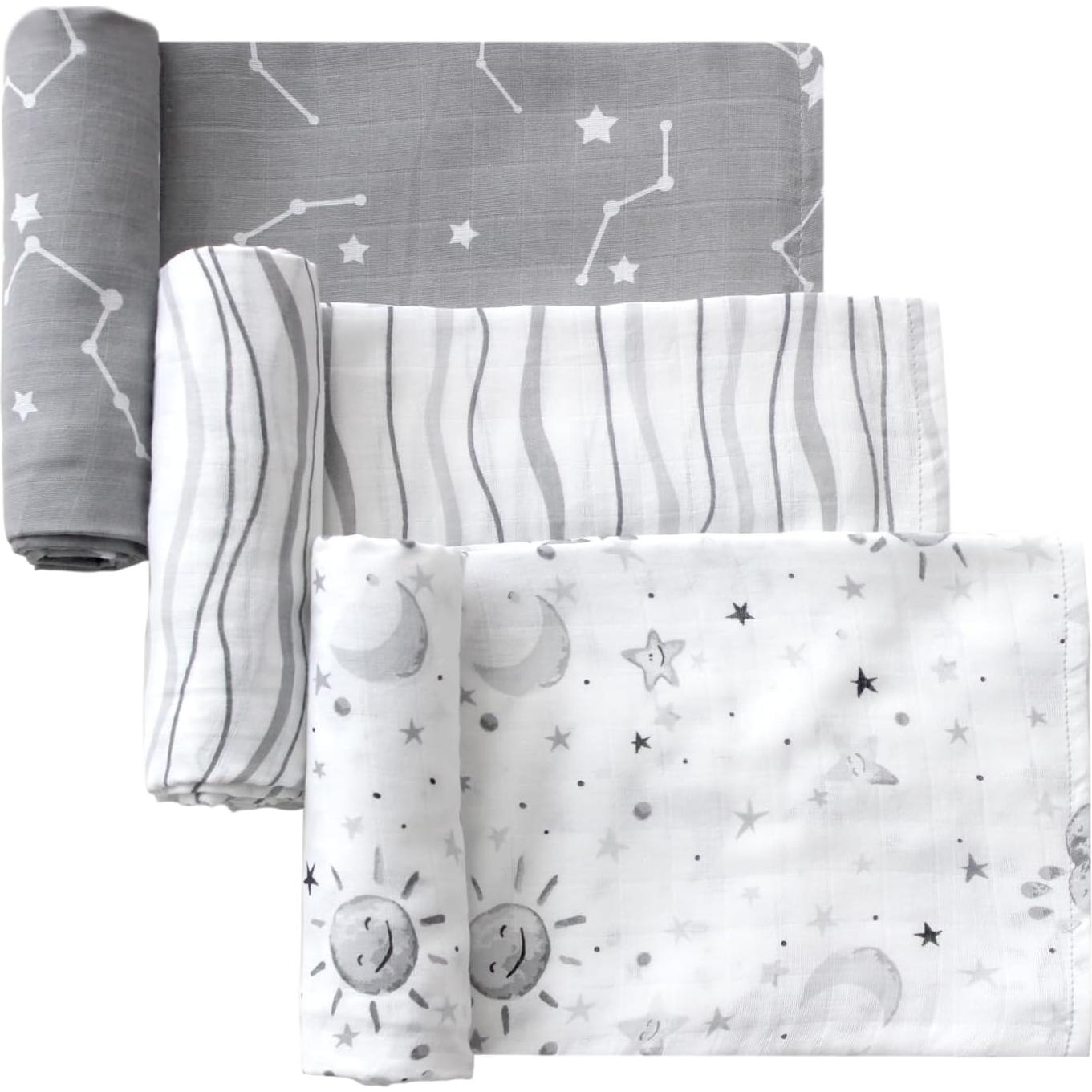 Mantas de Muselina Little Grape Land 120x120cm 3 Paquete Algodón