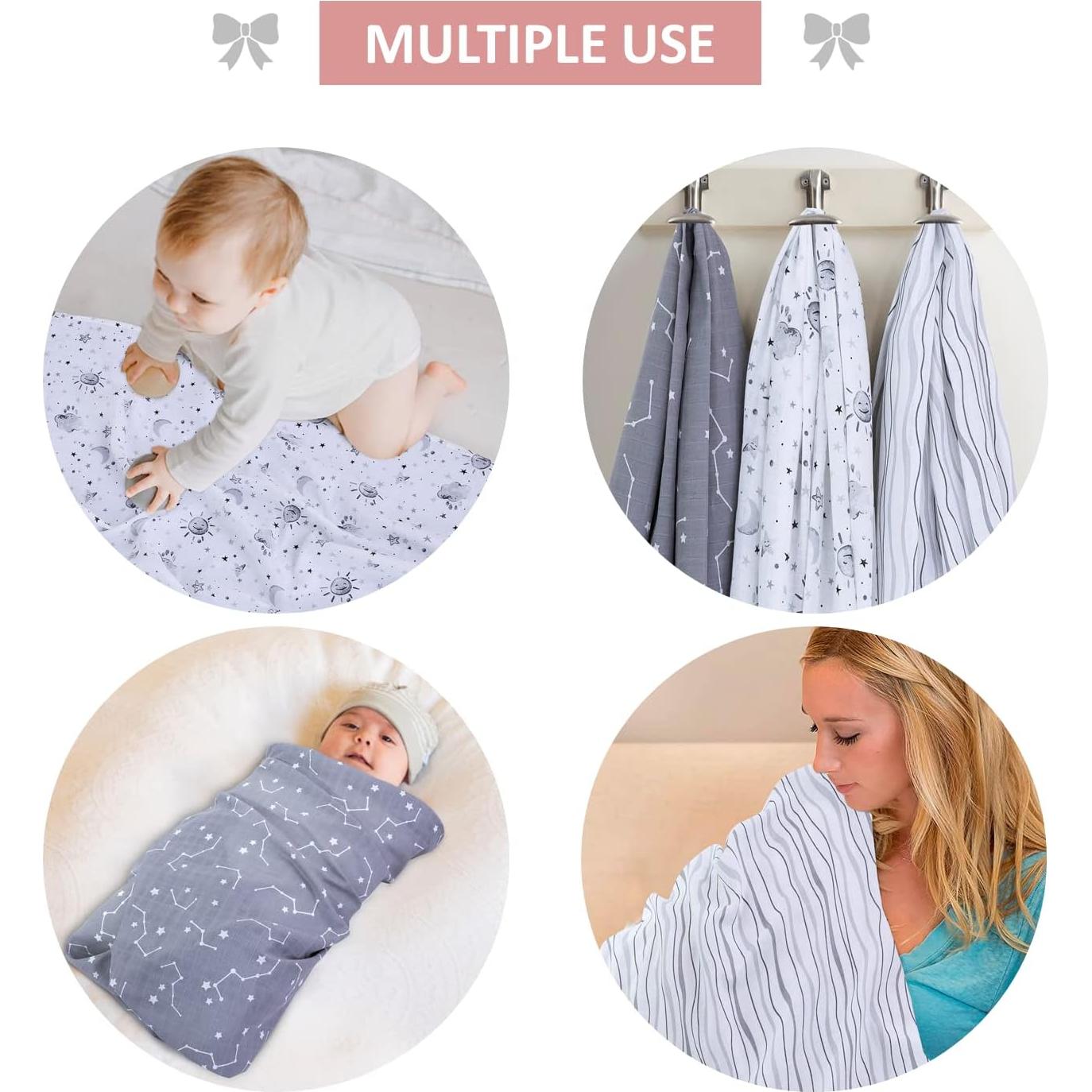 Mantas de Muselina Little Grape Land 120x120cm 3 Paquete Algodón