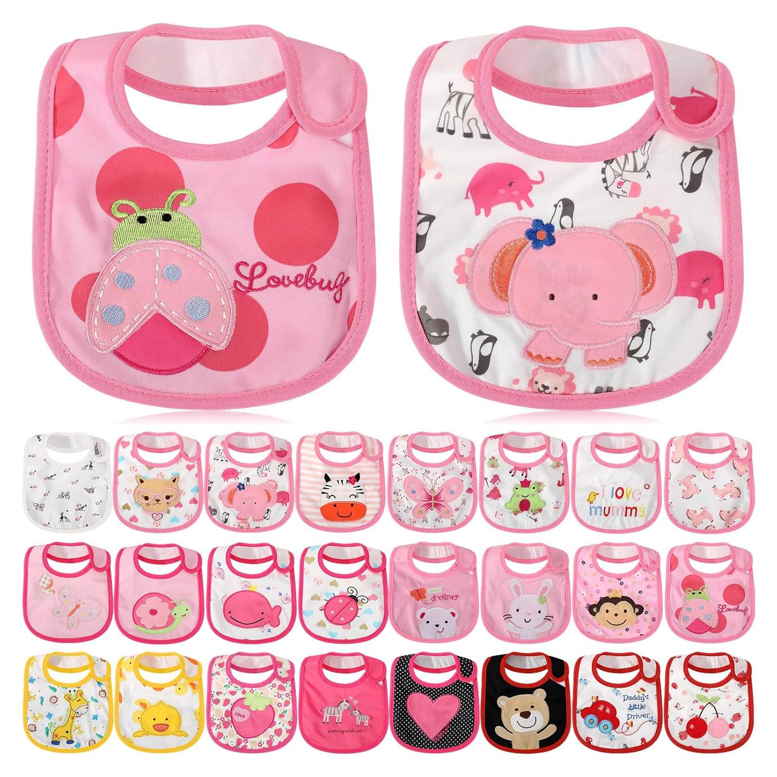 HooLing 24 Baberos Impermeables de Algodón para Bebés