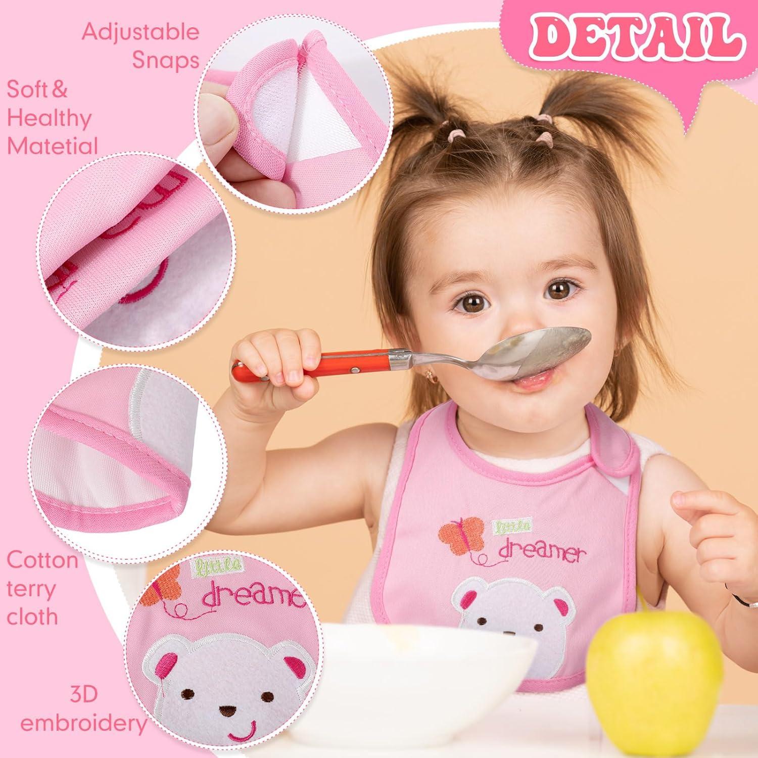 HooLing 24 Baberos Impermeables de Algodón para Bebés