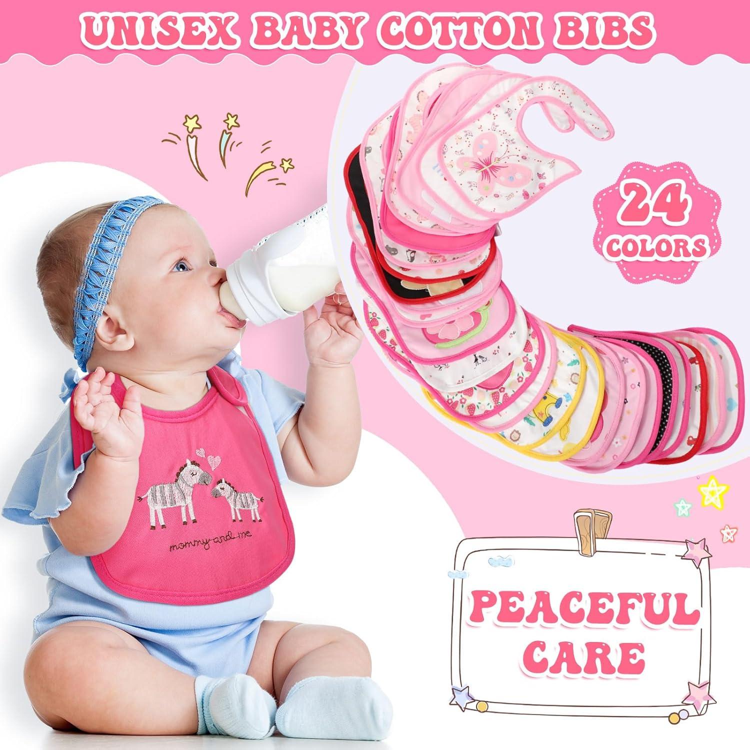 HooLing 24 Baberos Impermeables de Algodón para Bebés