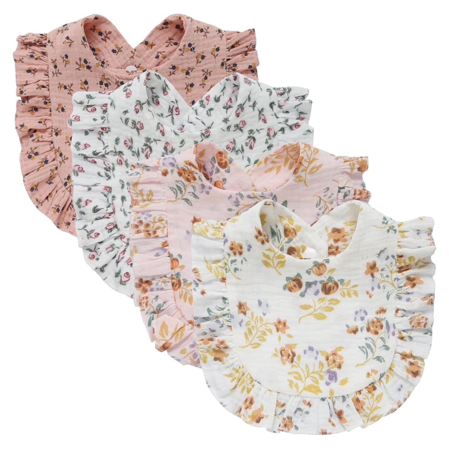 Juego de 4 Pañales de Muselina para Bebés Unisex Algodón