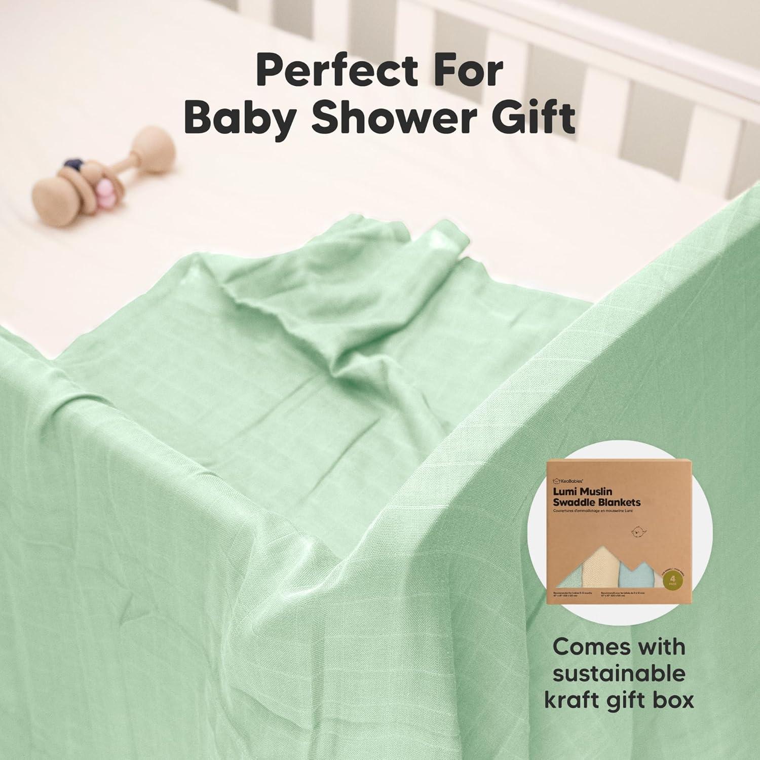 Paquete de 4 mantas de muselina orgánica KeaBabies Mirage