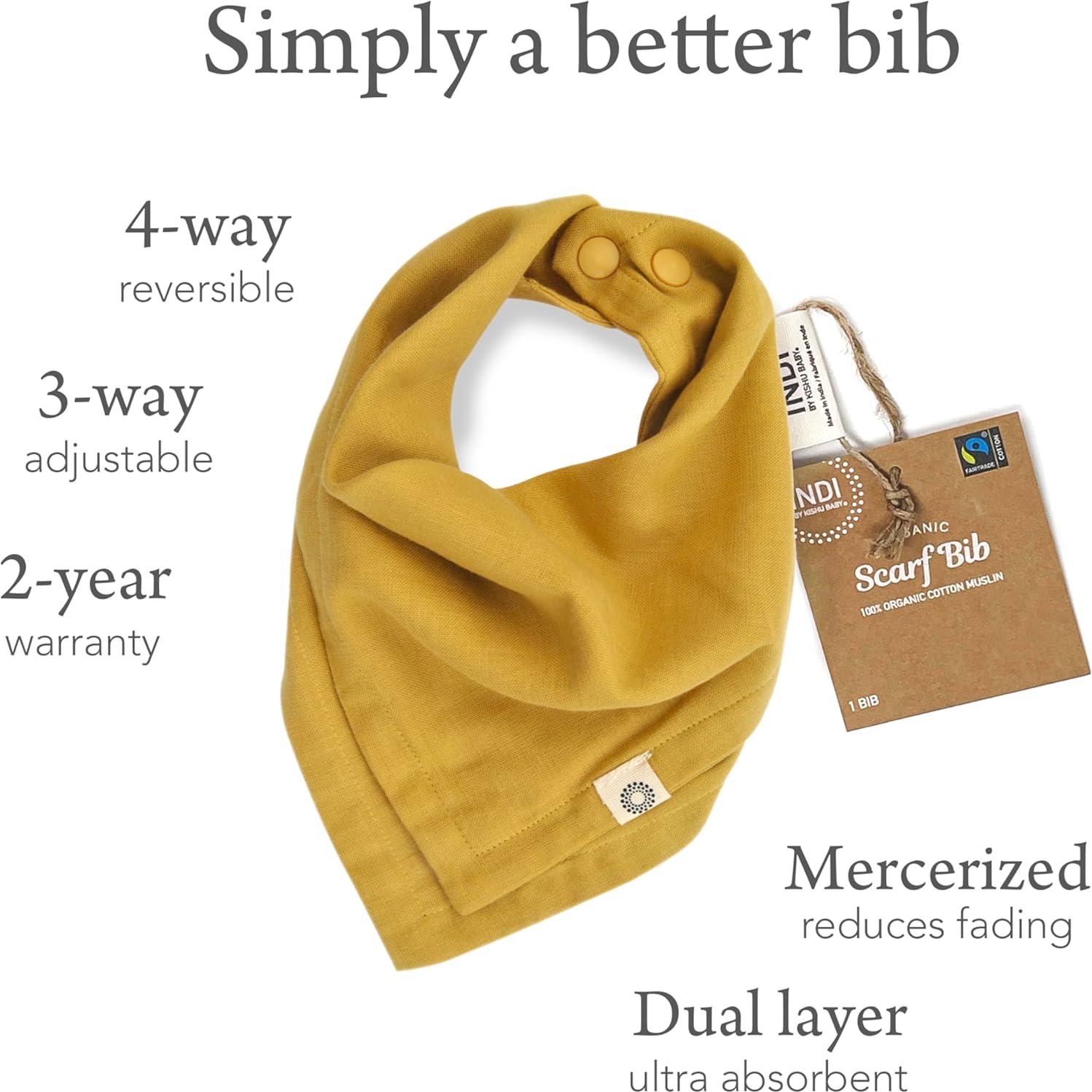 Baberos Bandana Orgánicos Kishu Baby - Juego de 5 Reversibles