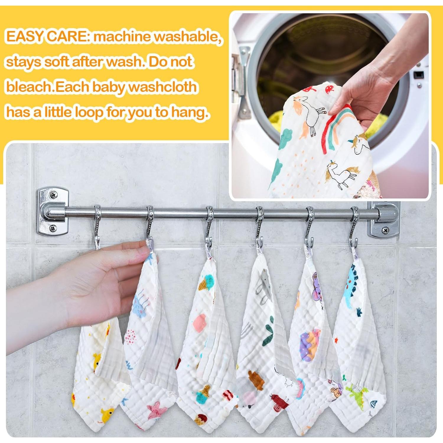 50 Pañales de Algodón Muselina VitalCozy 25x25 cm Multicolor