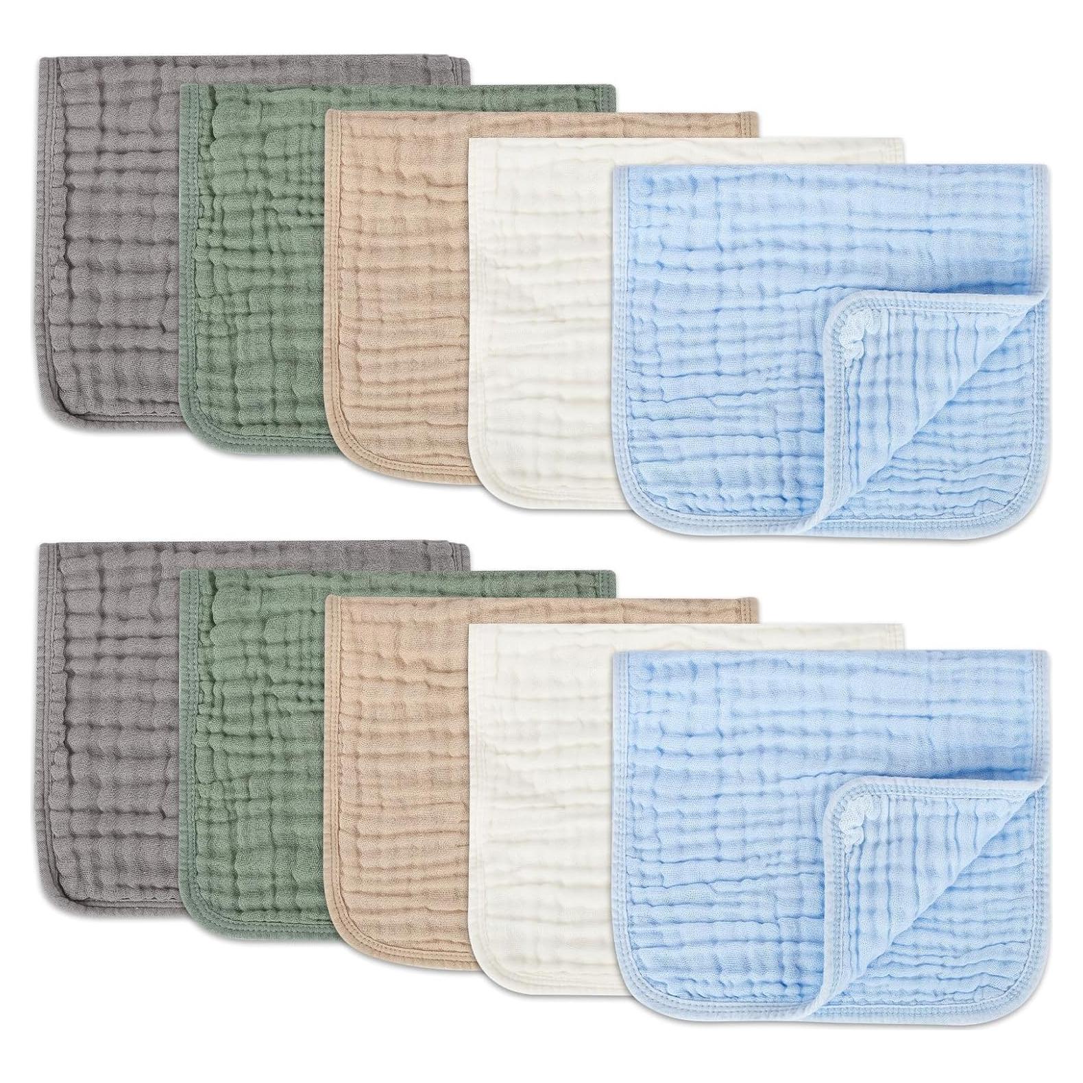 Juego de Paños de Muselina Arnzion 100% Algodón 10 Unidades