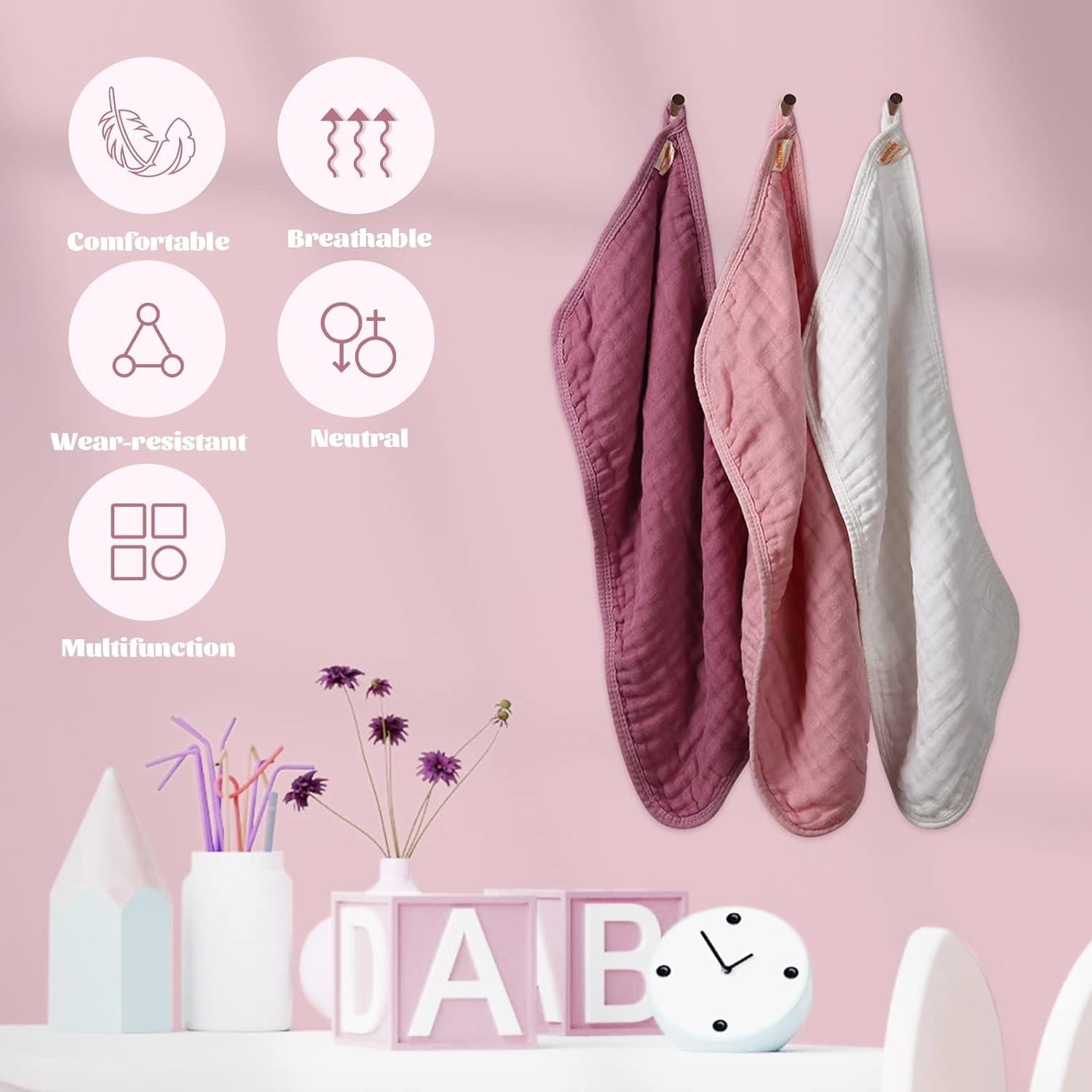 Pañales de Algodón Suave MUKIN 50.8x25.4cm Rosa - 6 Unidades